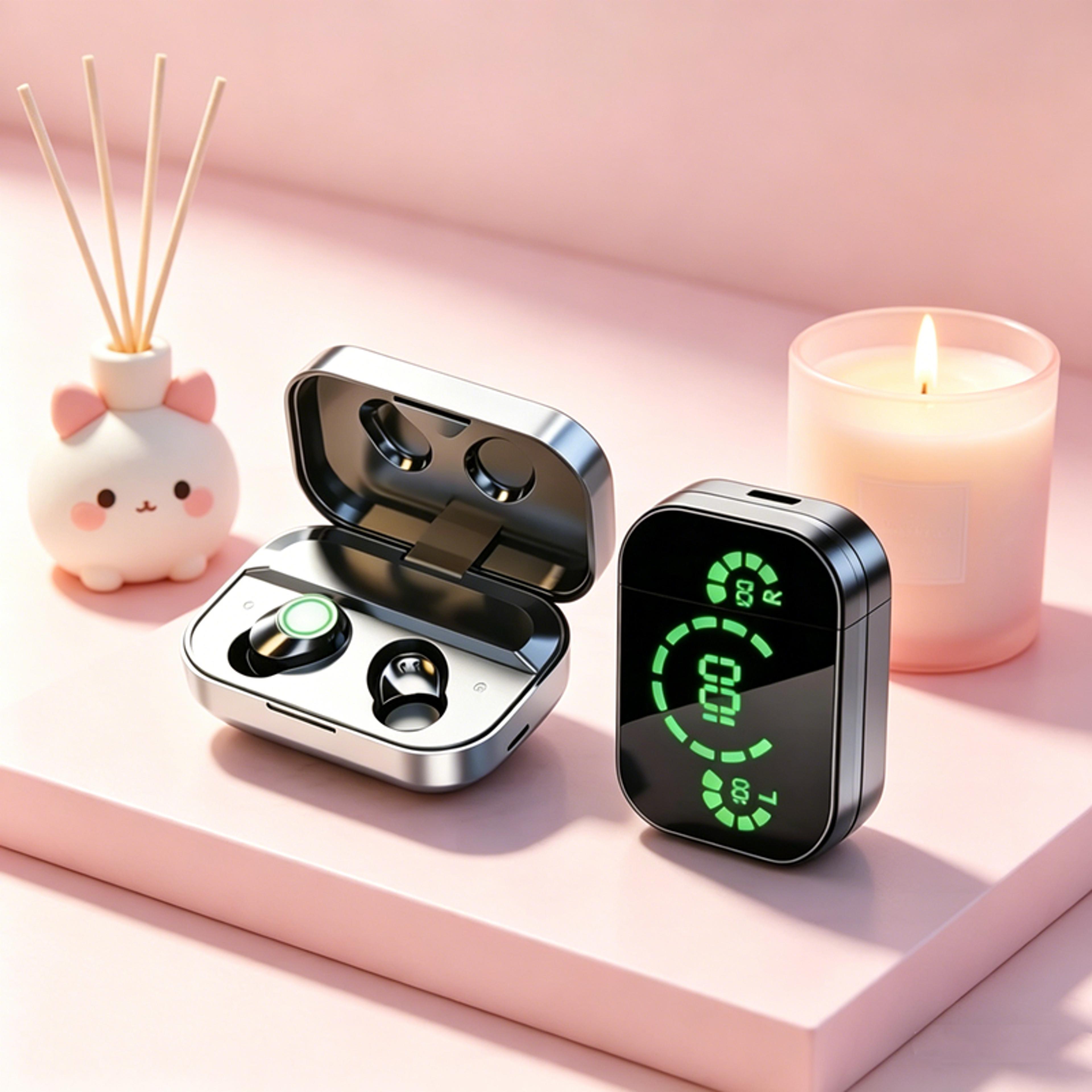wireless bluetooth earbuds with mic led charging case portable headphones