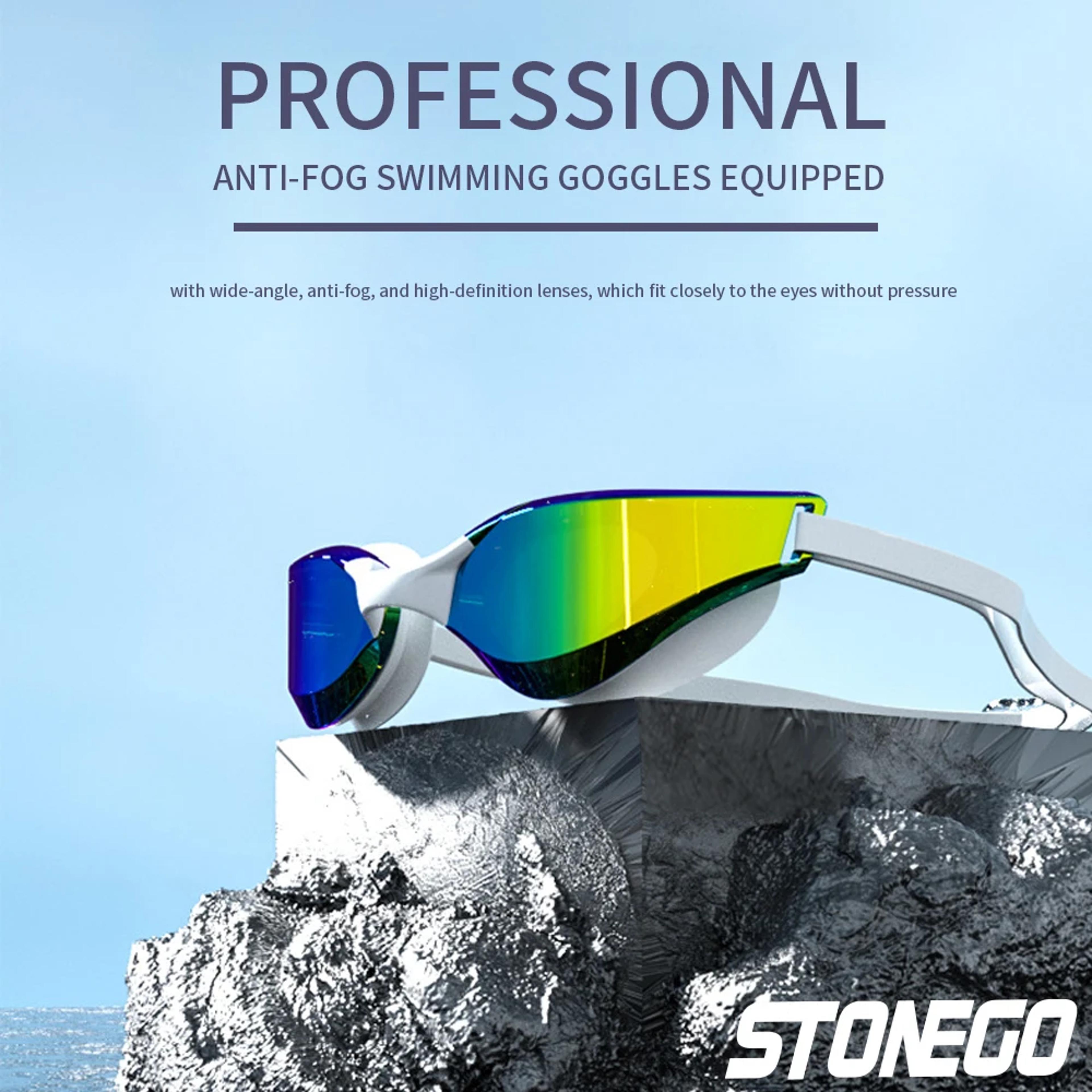 Professional Anti Fog Swim Goggles With Wide Angle Lens Adjustable Fit 0