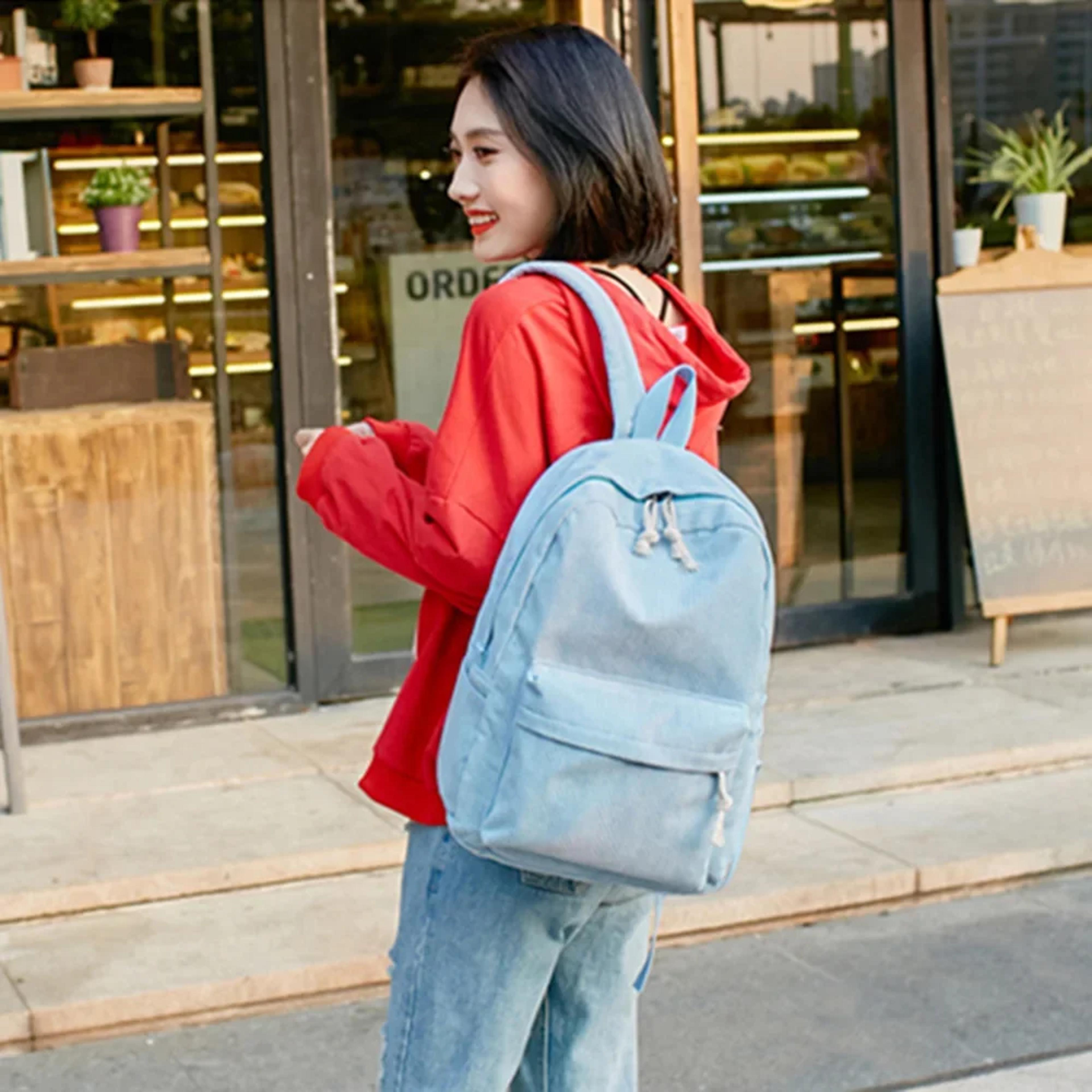 Personalized Corduroy Student Backpack Classic Anti Theft School Bag For Teens 0