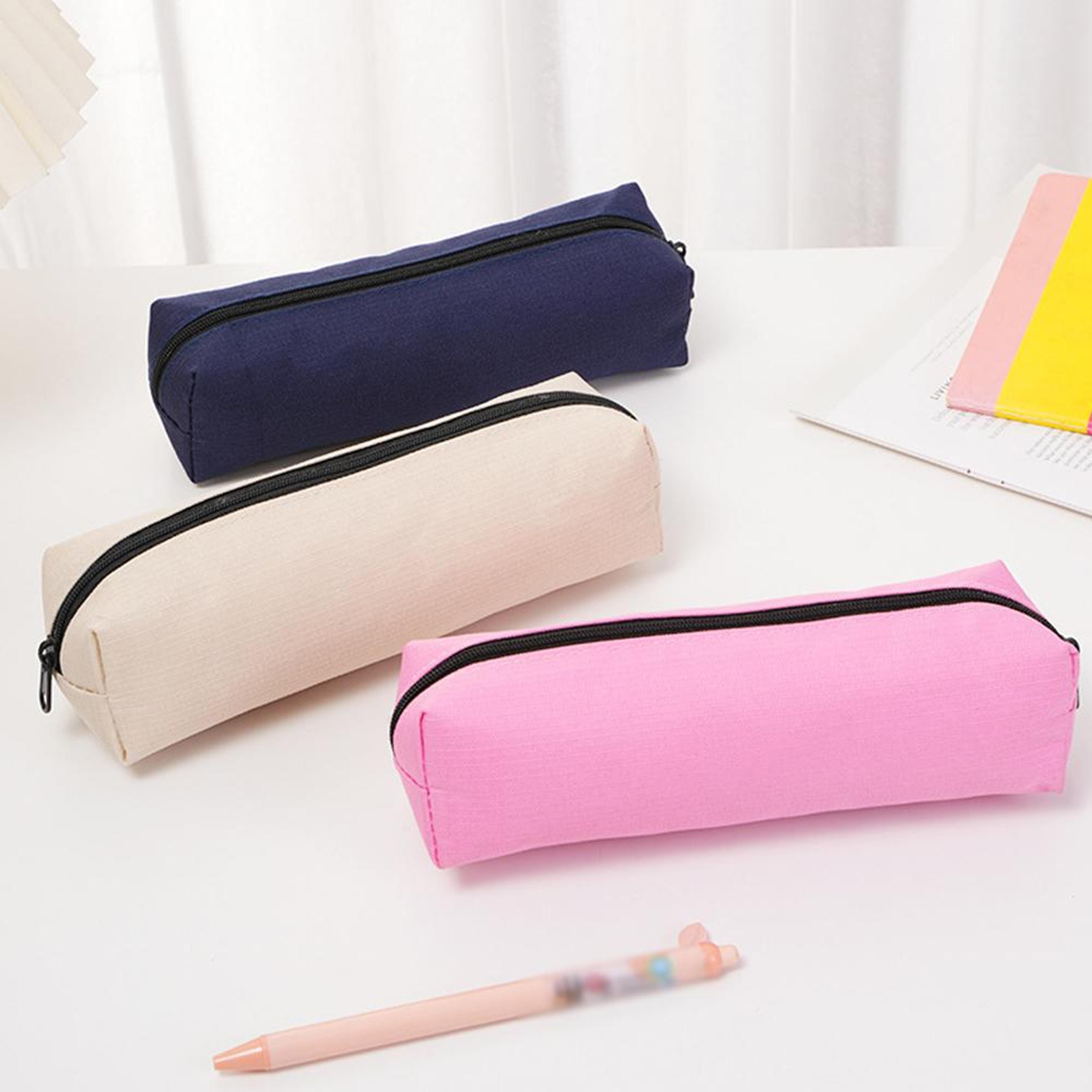Solid Color Pencil Case Portable Pencil Pouch School Supplies Organizer 5