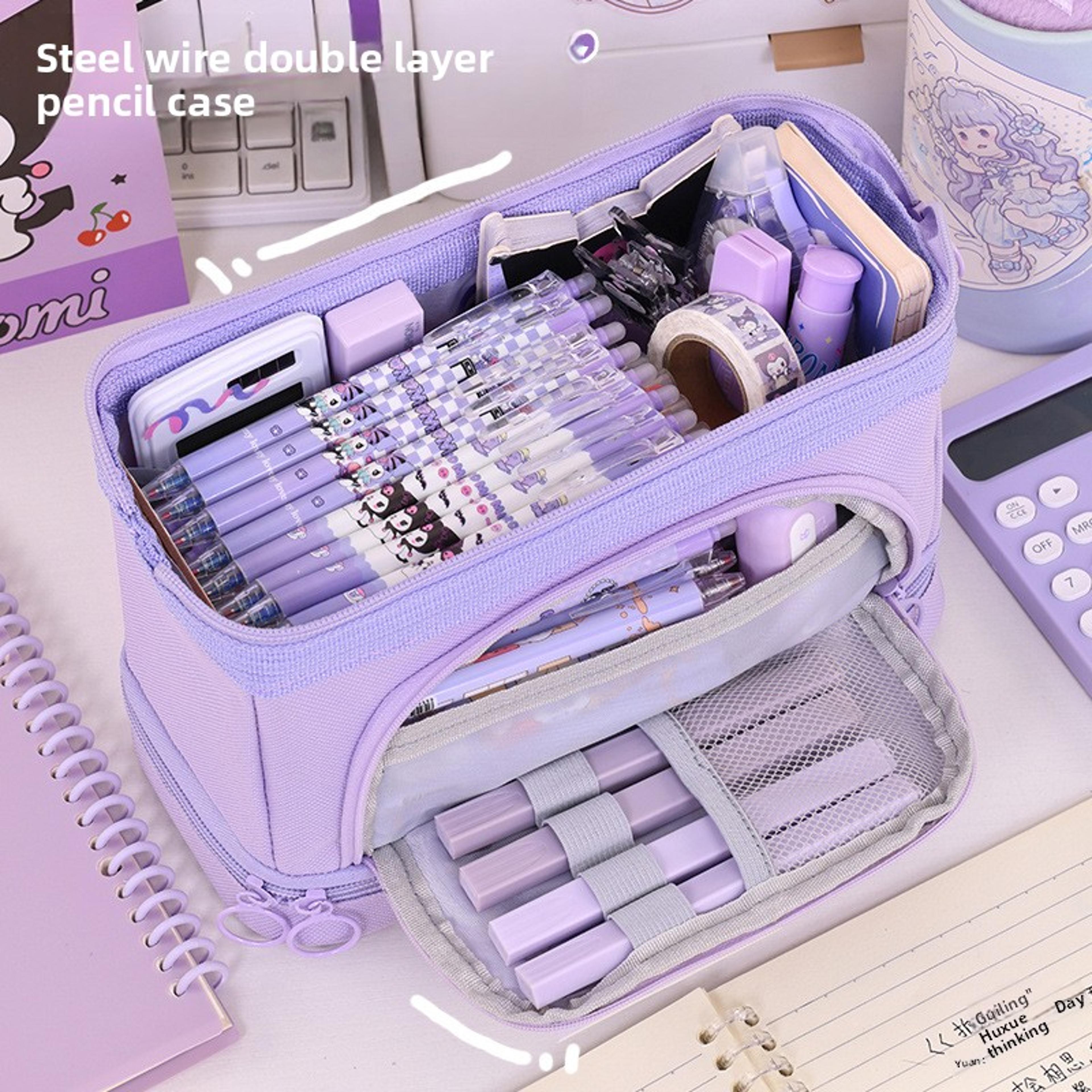 Large Capacity Double Layer Pencil Case Organizer For School Office Supplies 1