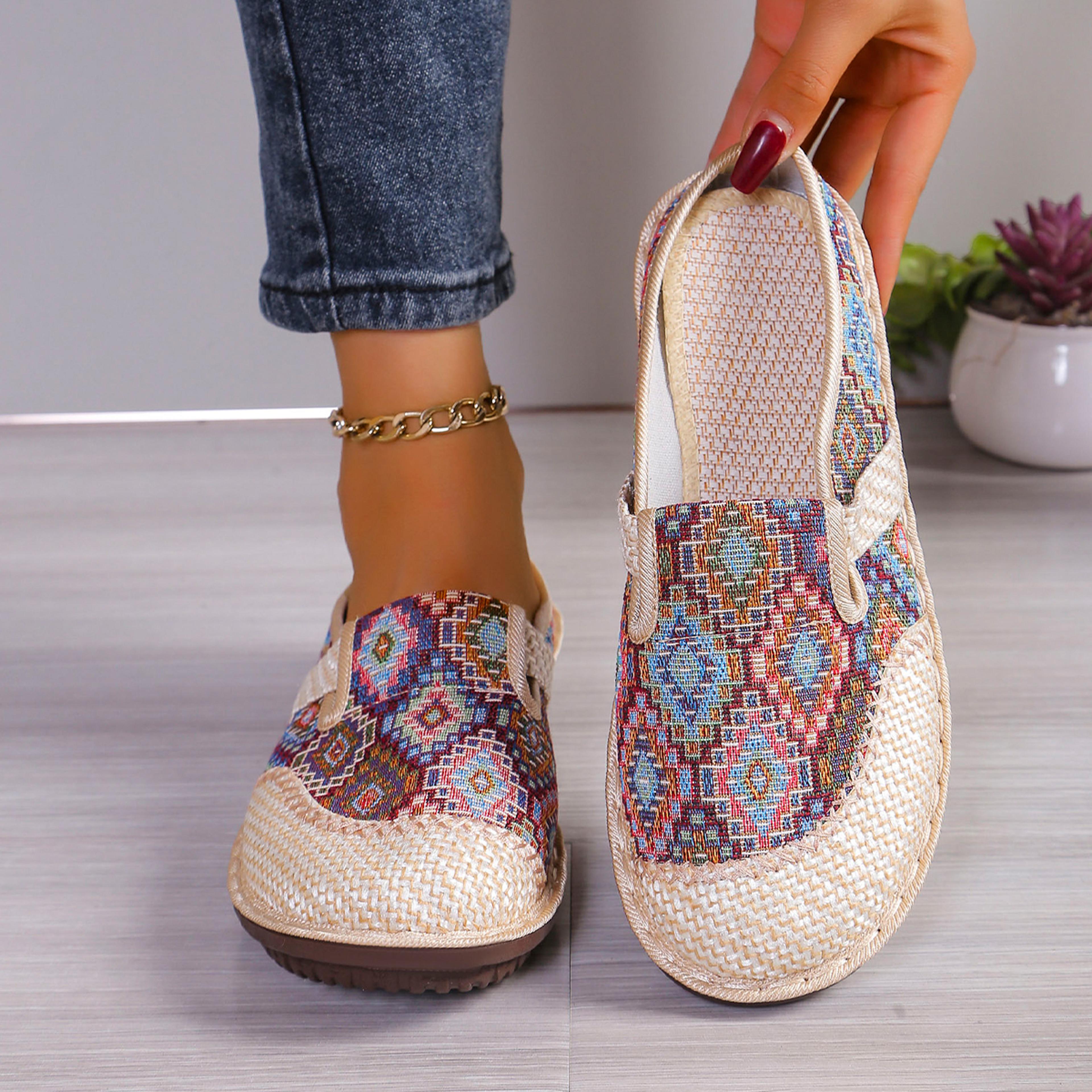 soft sole lightweight slip on casual shoes, womens shoes casual sneaker, half drag daily comfy mules womens summer