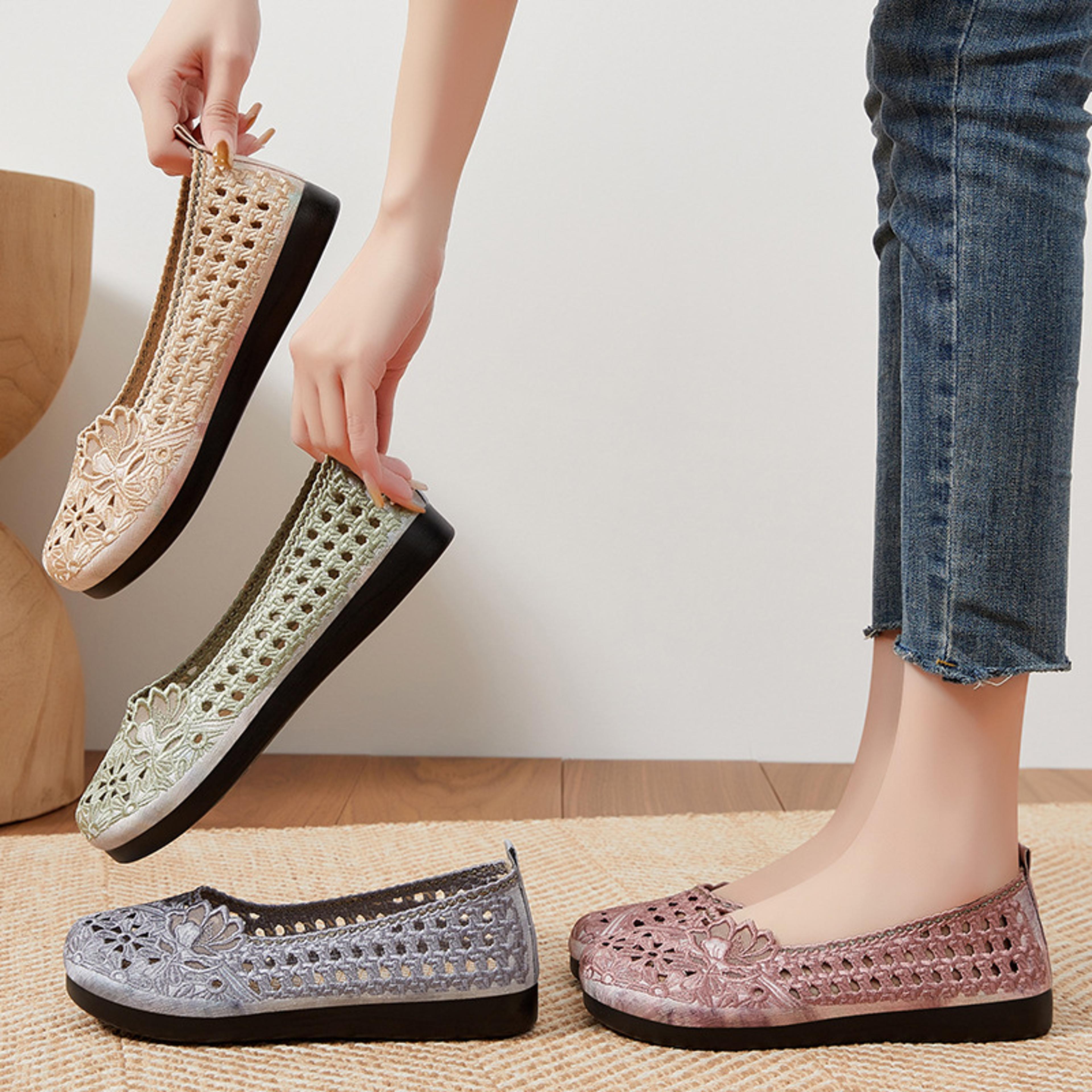 breathable hanfu shoes in spring and autumn, womens shoes with soft soles, fabric shoes, traditional ethnic style