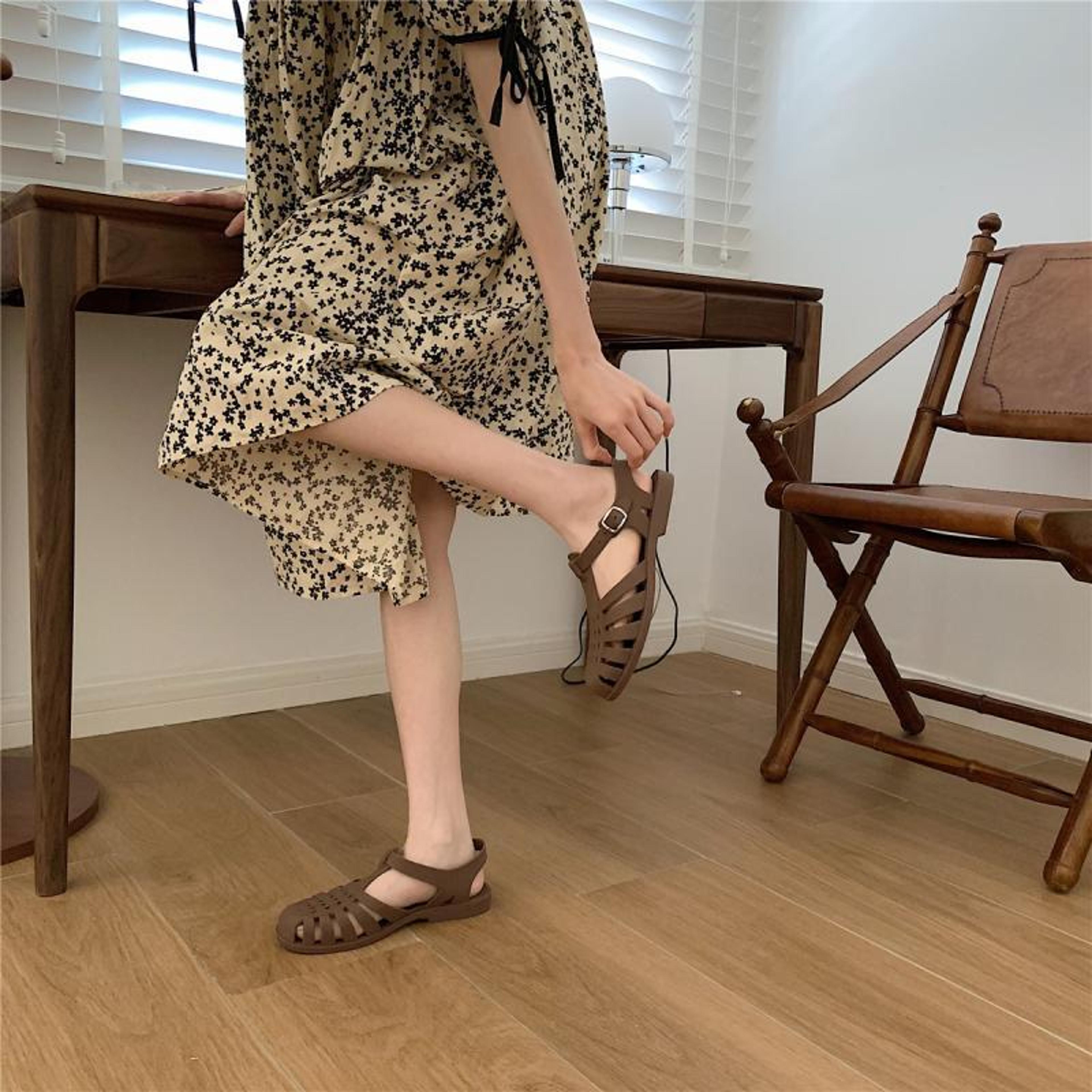 Gladiator Style Women Rome Sandals Soft PVC Summer Shoes Peep Toe Cutout Design Girls Student Stree 2