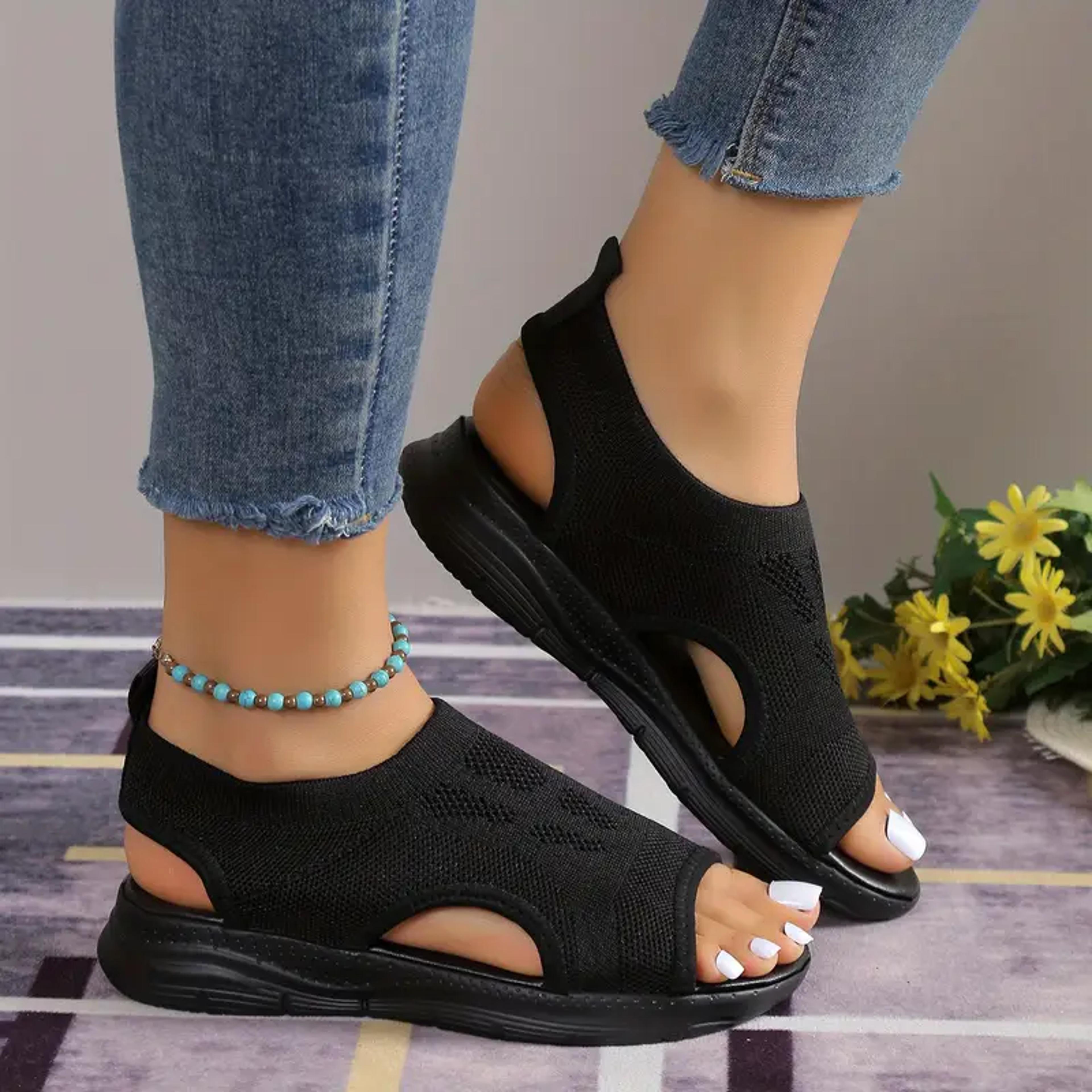 Womens New Summer Fashion Comfortable Round Toe Thick Sole Solid Color Sports Shoes Mesh Breathable 7