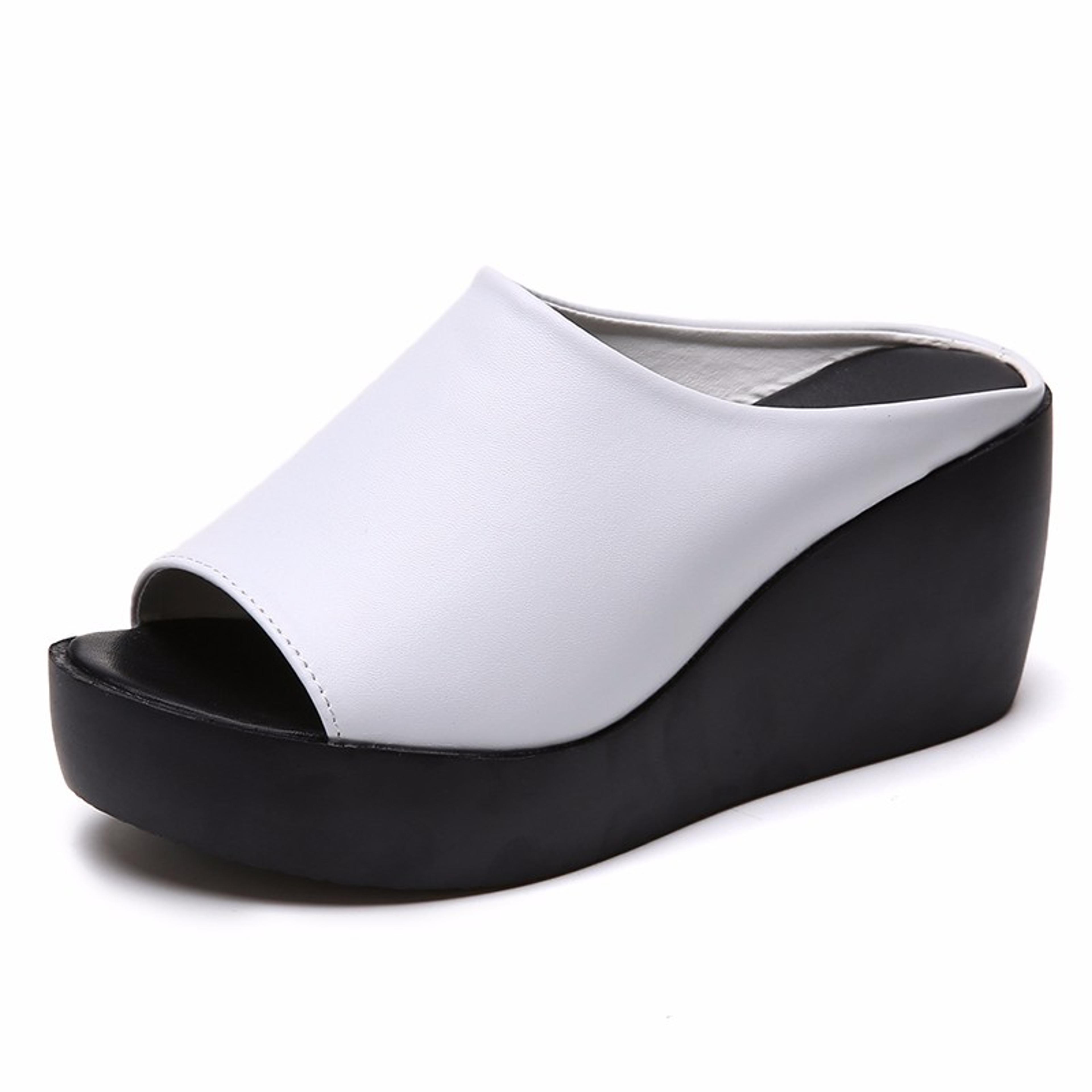 Womens Summer Platform Wedge Slippers Peep Toe Slides Ladies Casual Outdoor Solid Shoes 7