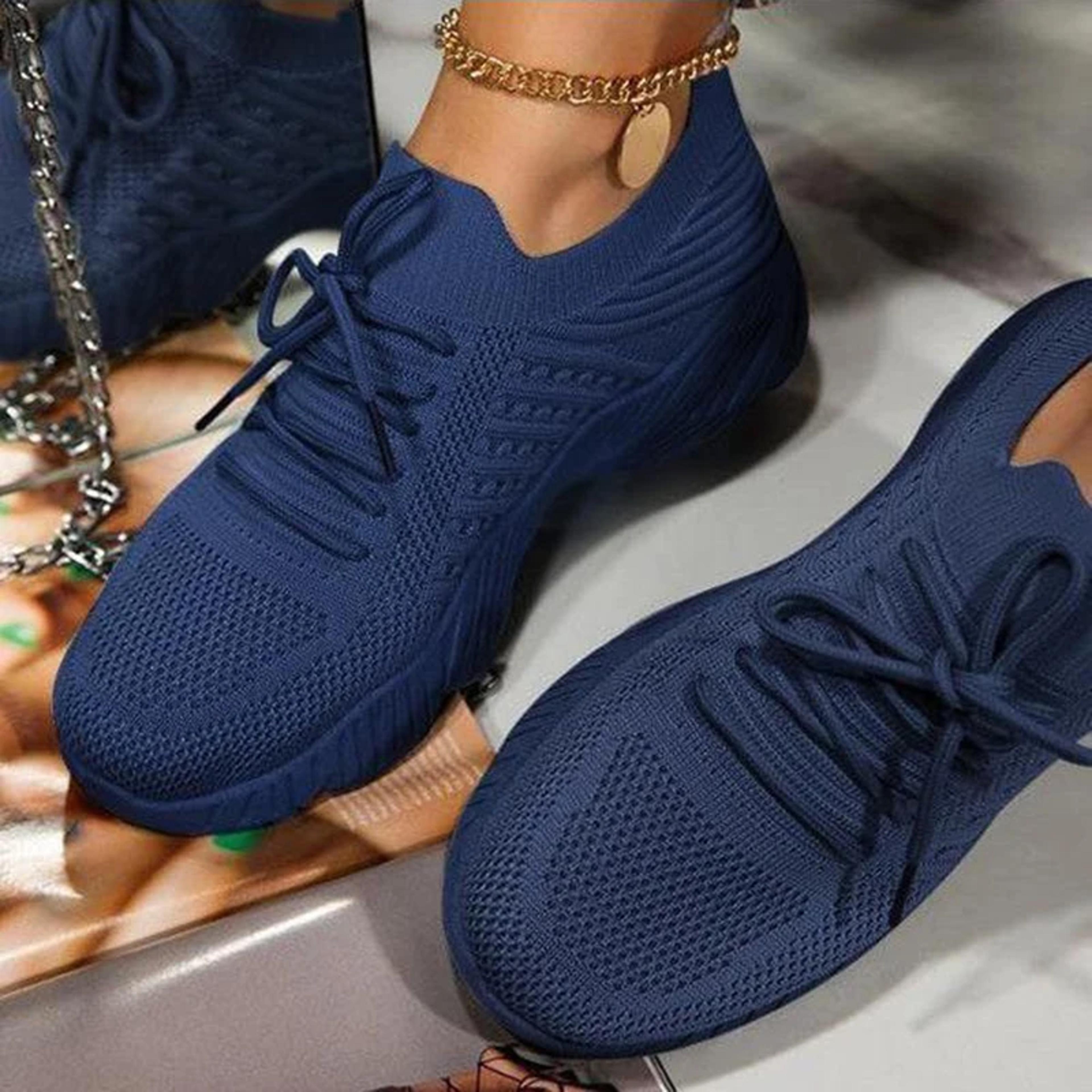 Stylish Women Mesh Breathable Casual Sneakers Laceup Vulcanized Shoes Comfortable Ladies Platform S 5