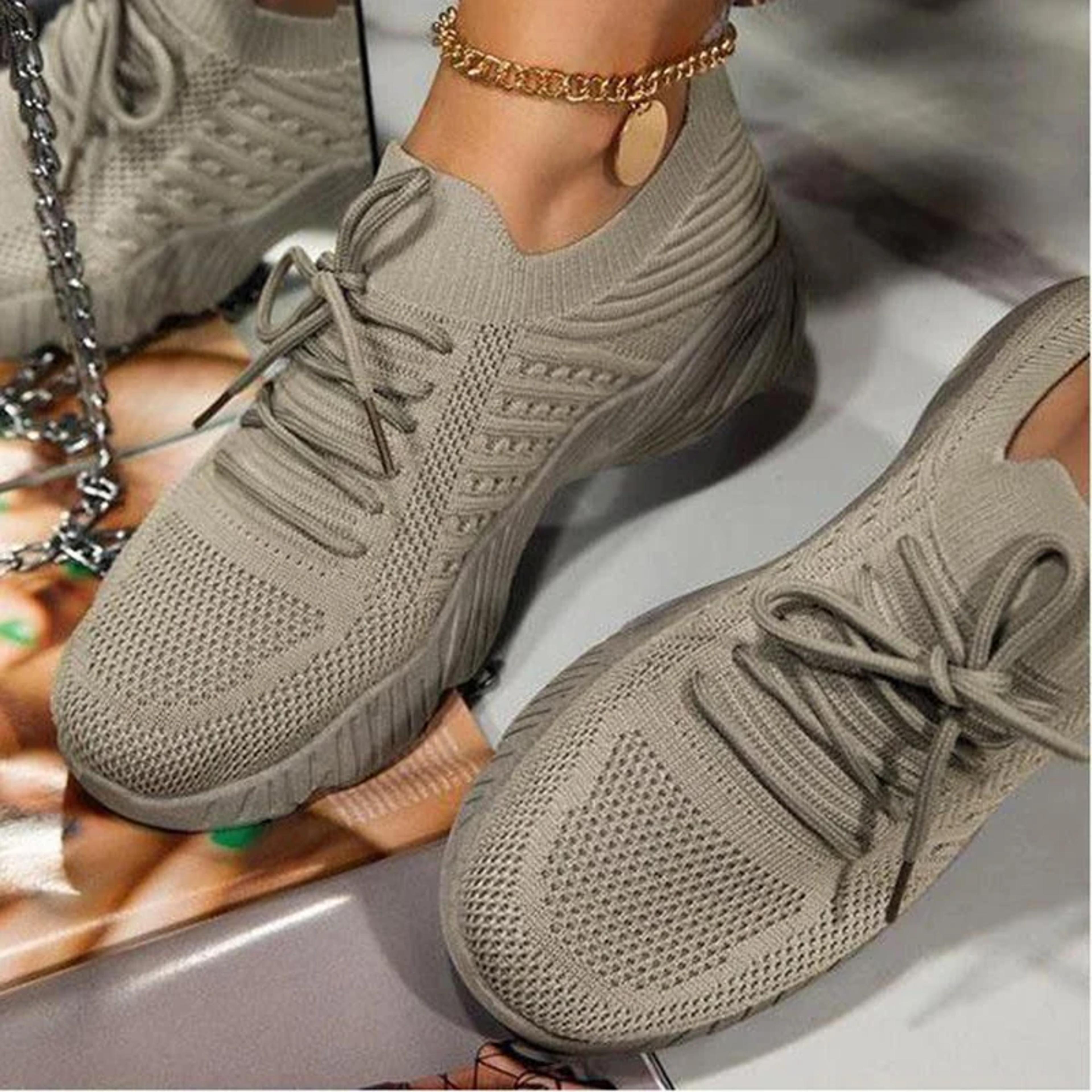 Stylish Women Mesh Breathable Casual Sneakers Laceup Vulcanized Shoes Comfortable Ladies Platform S 2