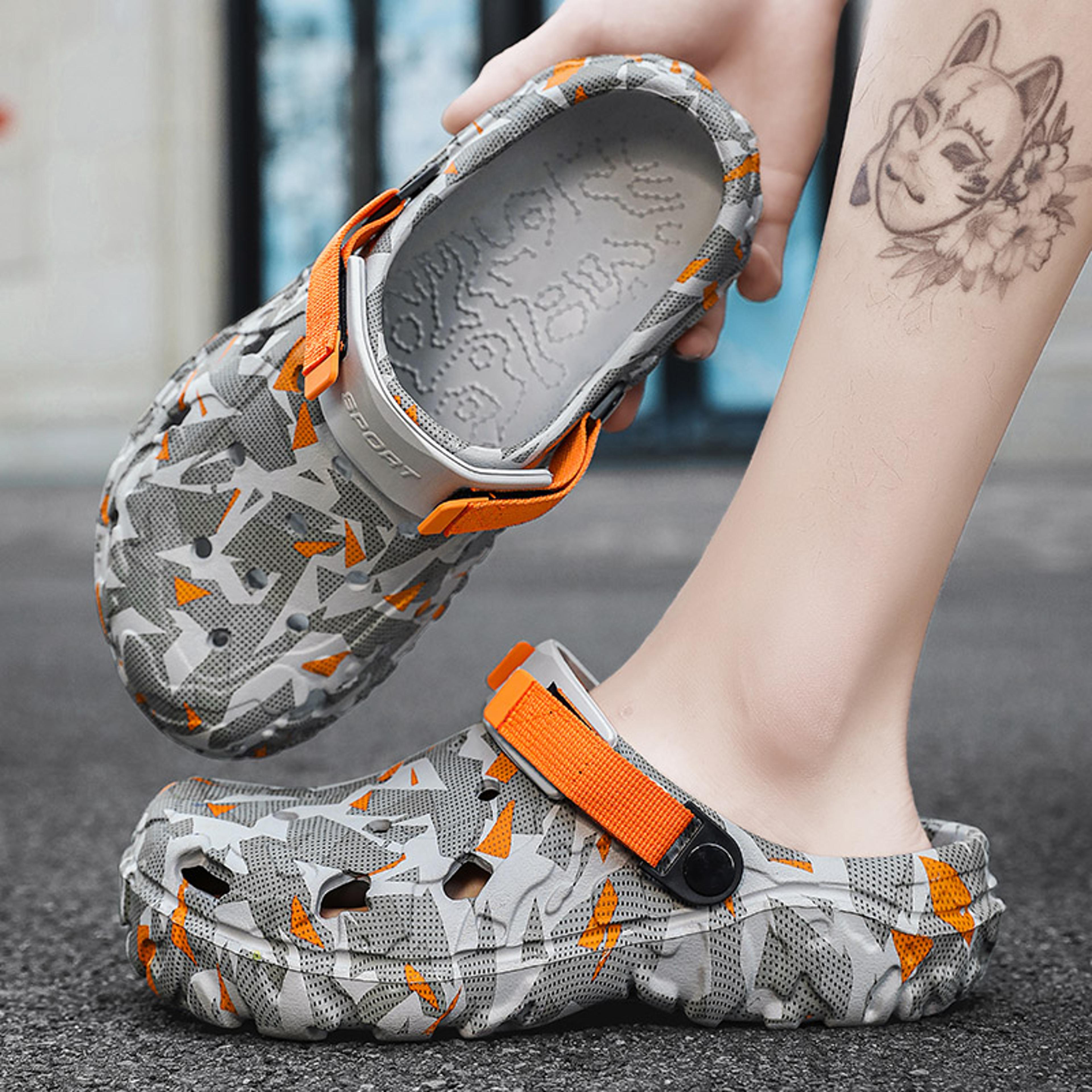 mens summer outdoor beach sandals clogs, camouflage platform aqua shoes, soft eva slippers, indoor home slides