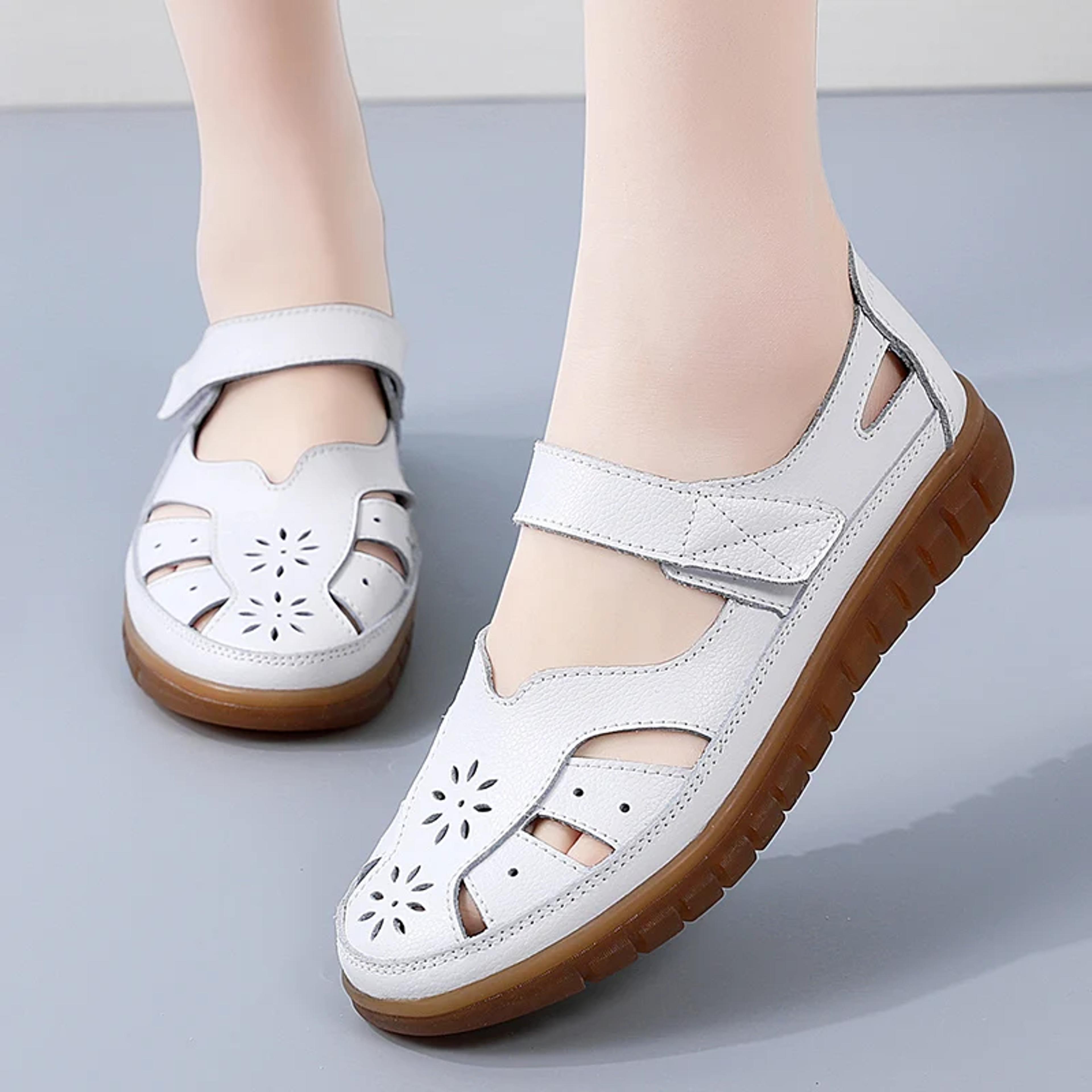 Summer Women Sandals Comfortable Ladies Girls Ankle Hollow Round Toe Sandals Soft Beach Sole Casual 5