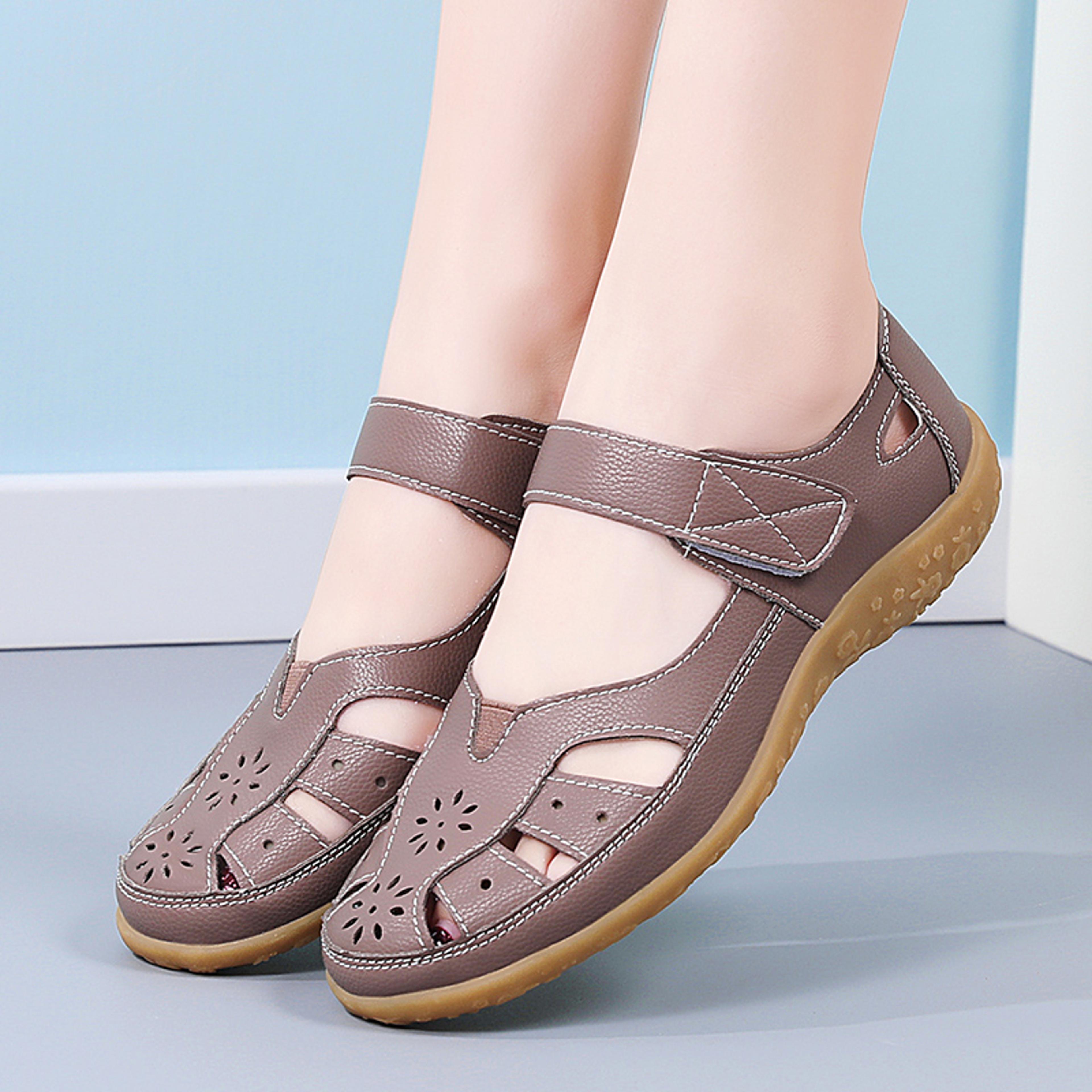 PU Leather Summer Flat Womens Shoes Outdoor Casual Beach Sandals Fashion Slippers Large Size Loafer 5