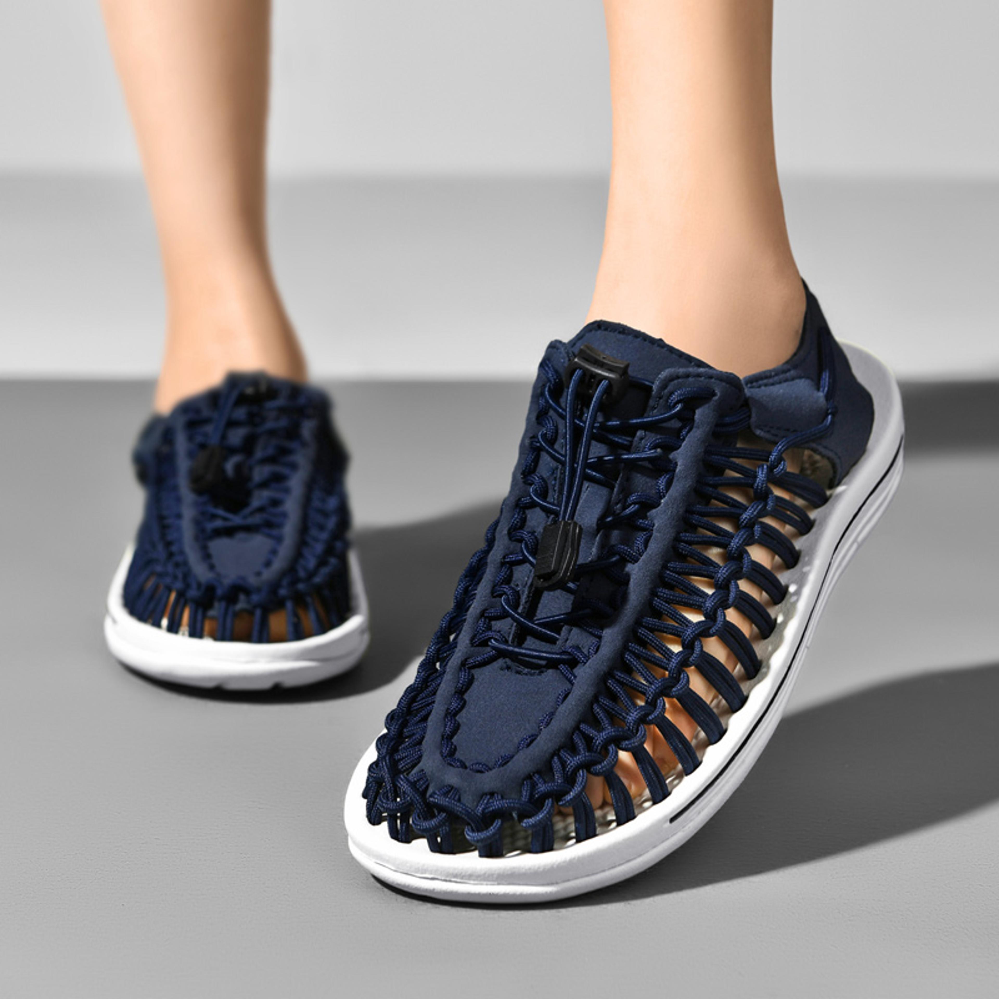 Fashion Handmade Weaving Design Summer Men Sandals Outdoor Couples Sandals Breathable Casual Flat B 4