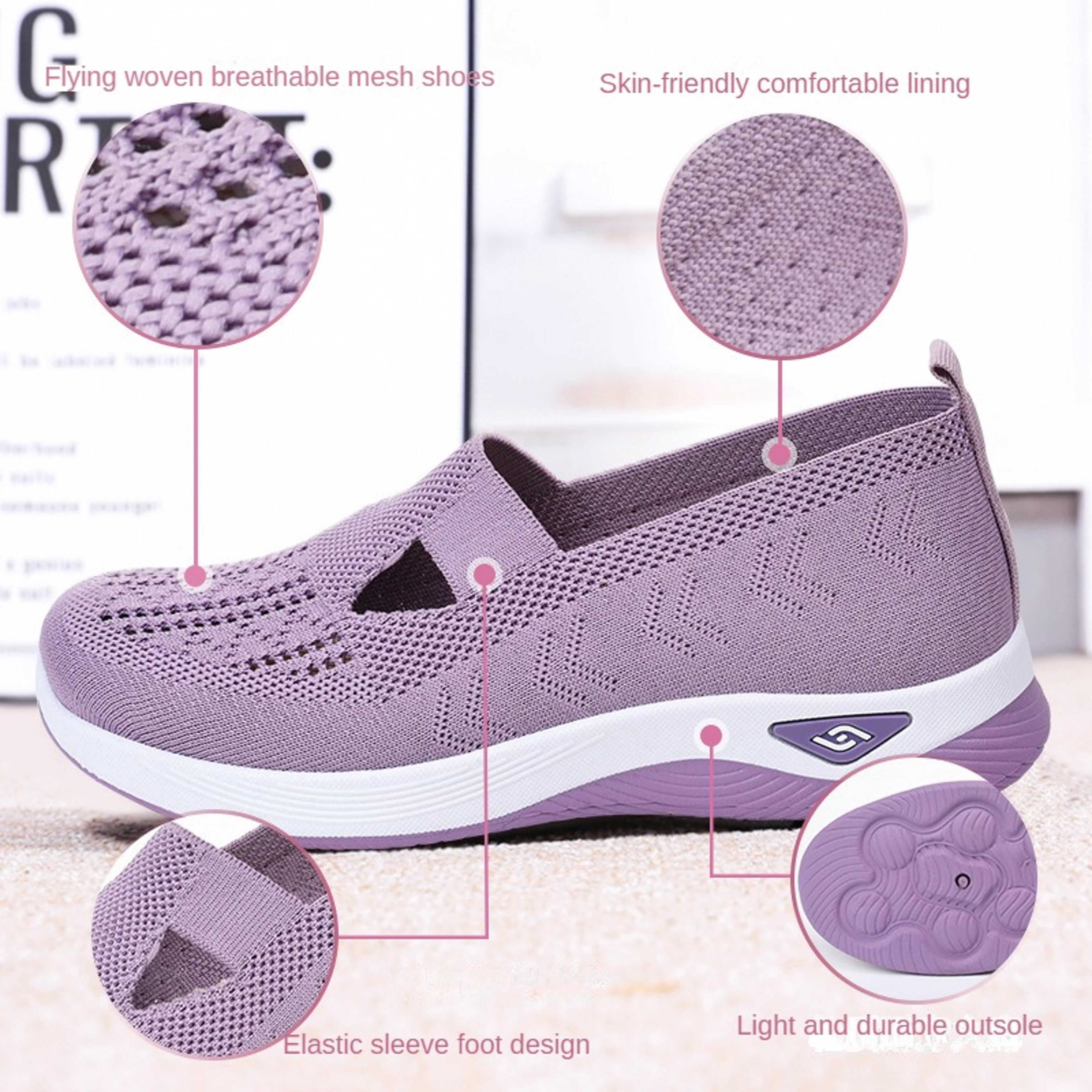 Casual Blue Mesh Womens Shoes Breathable  Comfortable Soft Sole Loafers For Mothers Perfect For Spr 1