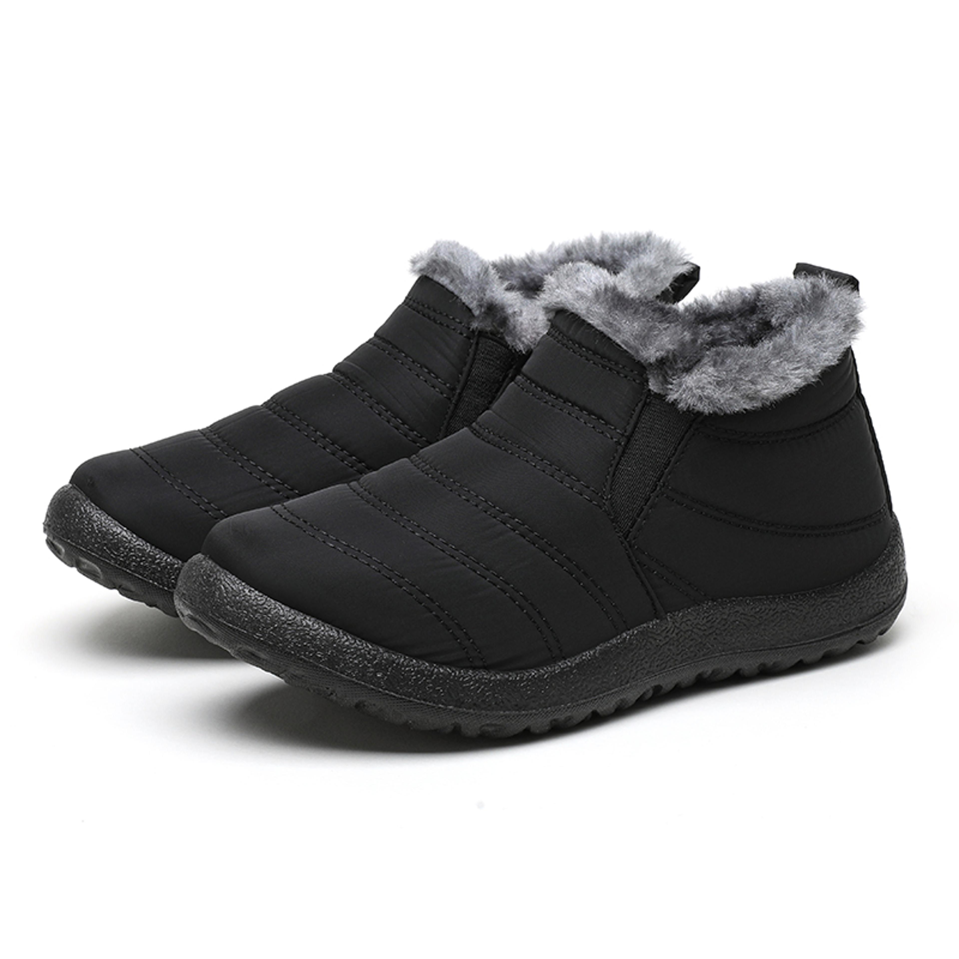 Mens Snow Waterproof Boots Warm Fur Ankle Platform SlipOn Winter Shoes Durable Plush Work Footwear 5