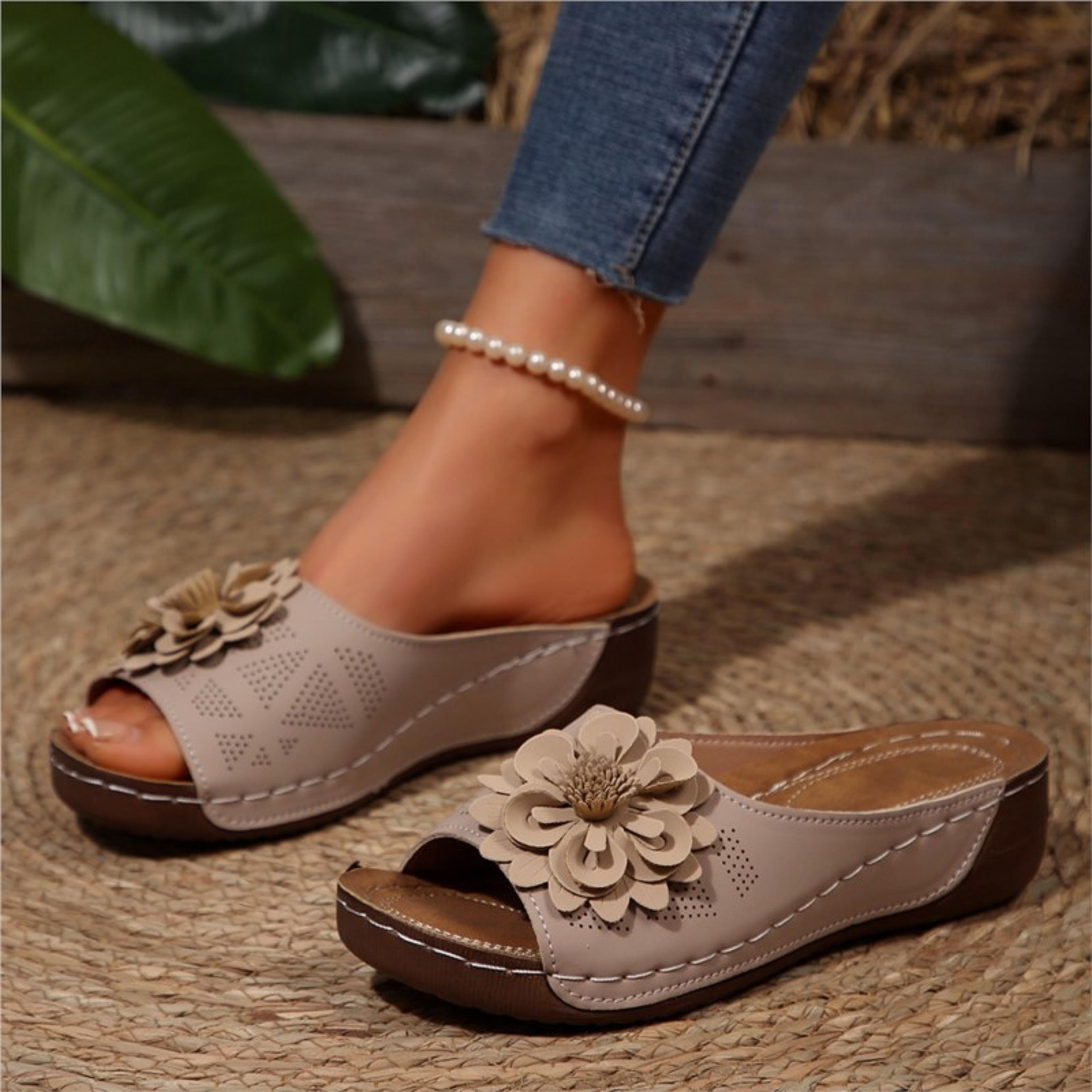 Lightweight Fashion Summer Women Sandals Shoes Wedge Casual Slip On Open Toe Womens Sandals For Eve 10