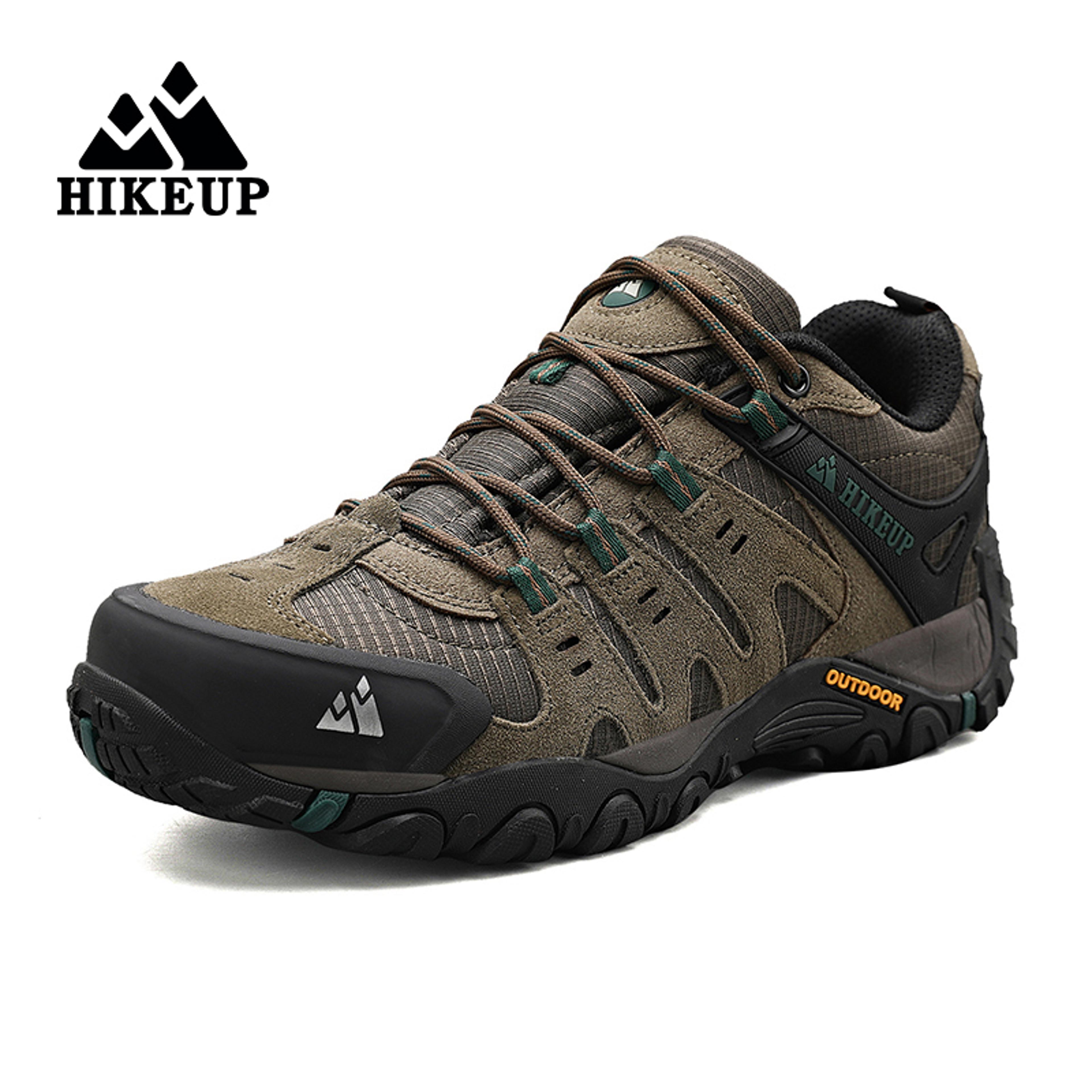 HIKEUP Mens Hiking Shoes Suede Leather Outdoor Shoes Wearresistant Men Trekking Walking Hunting Tac 3