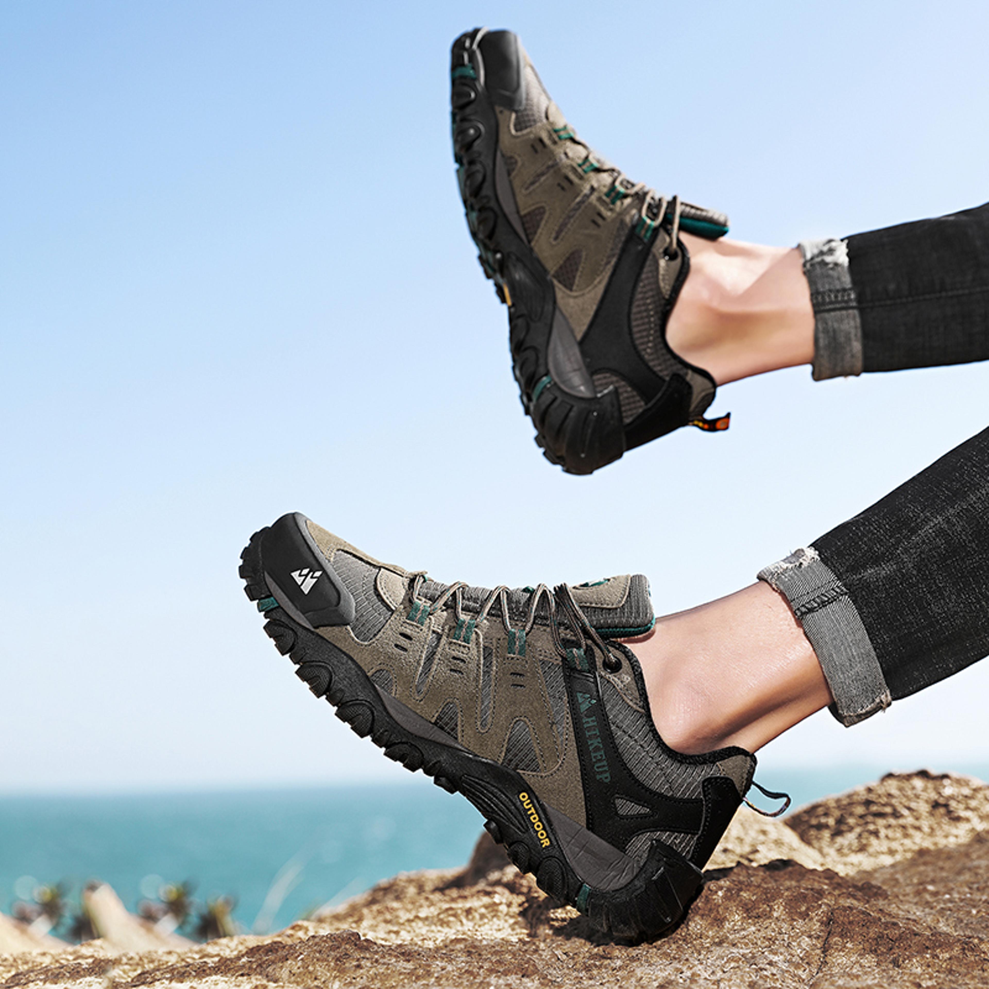 HIKEUP Mens Hiking Shoes Suede Leather Outdoor Shoes Wearresistant Men Trekking Walking Hunting Tac 1