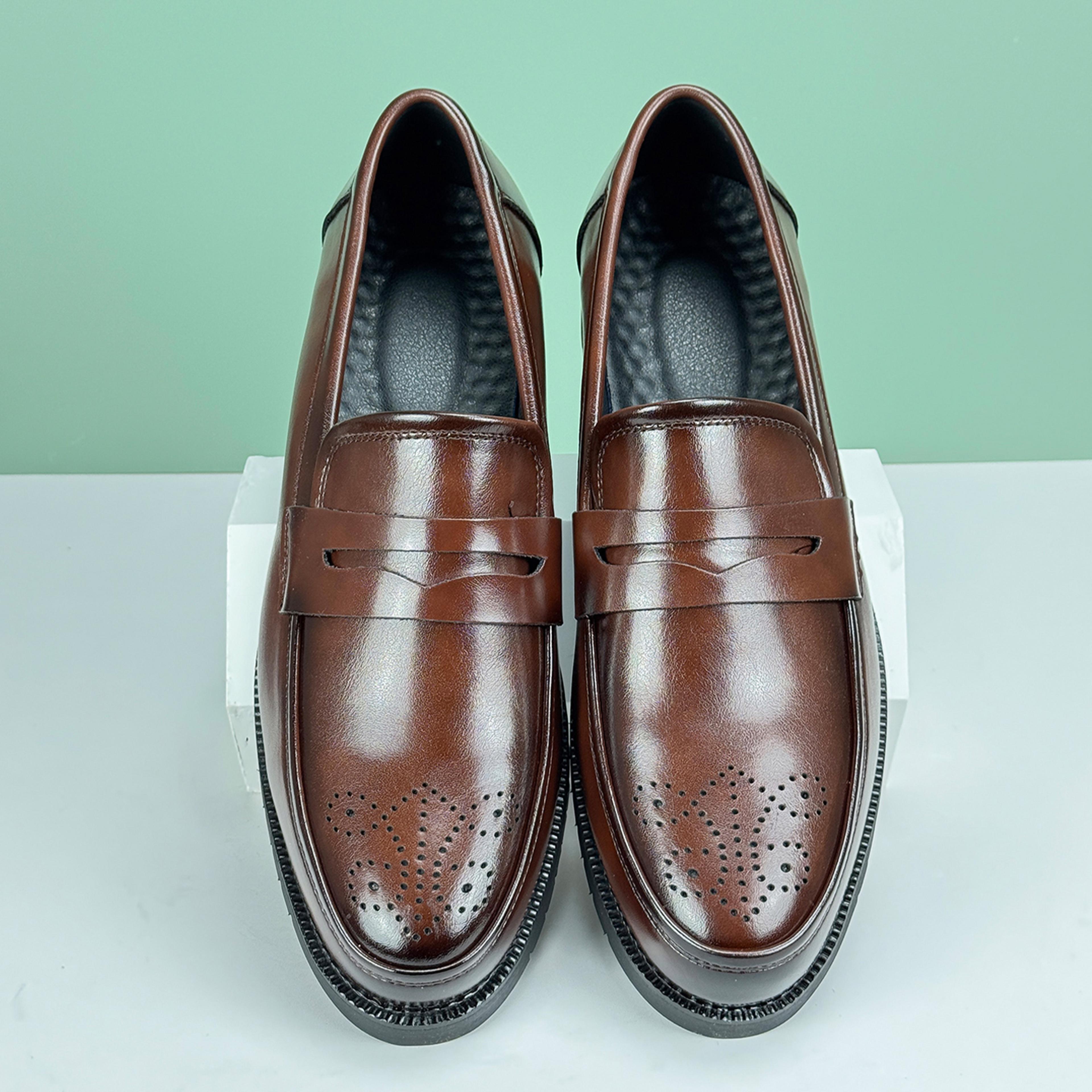 Elegant Mens Formal Leather Oxford Loafers British Style Round Toe NonSlip Business Dress Wedding O 4