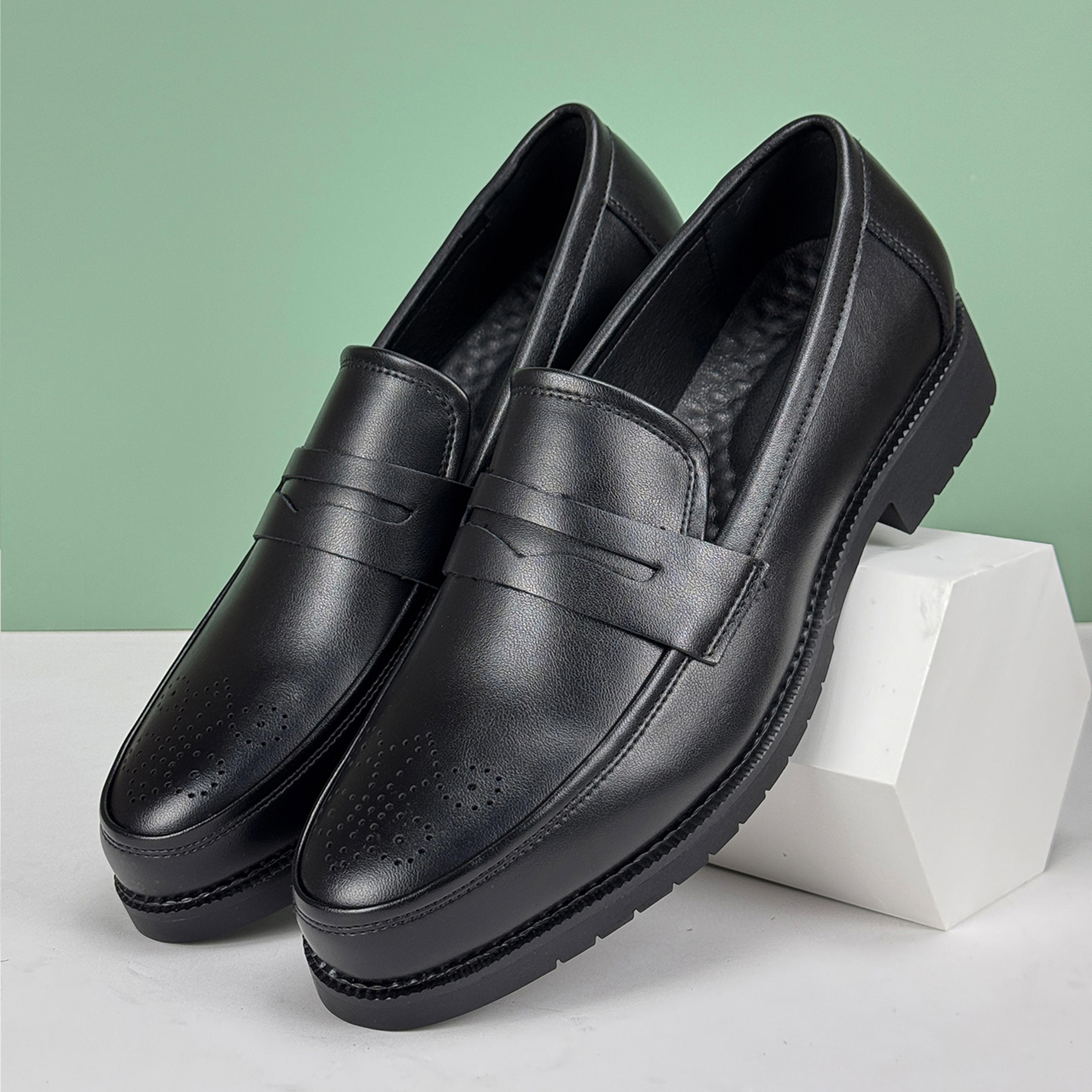 Elegant Mens Formal Leather Oxford Loafers British Style Round Toe NonSlip Business Dress Wedding O 1