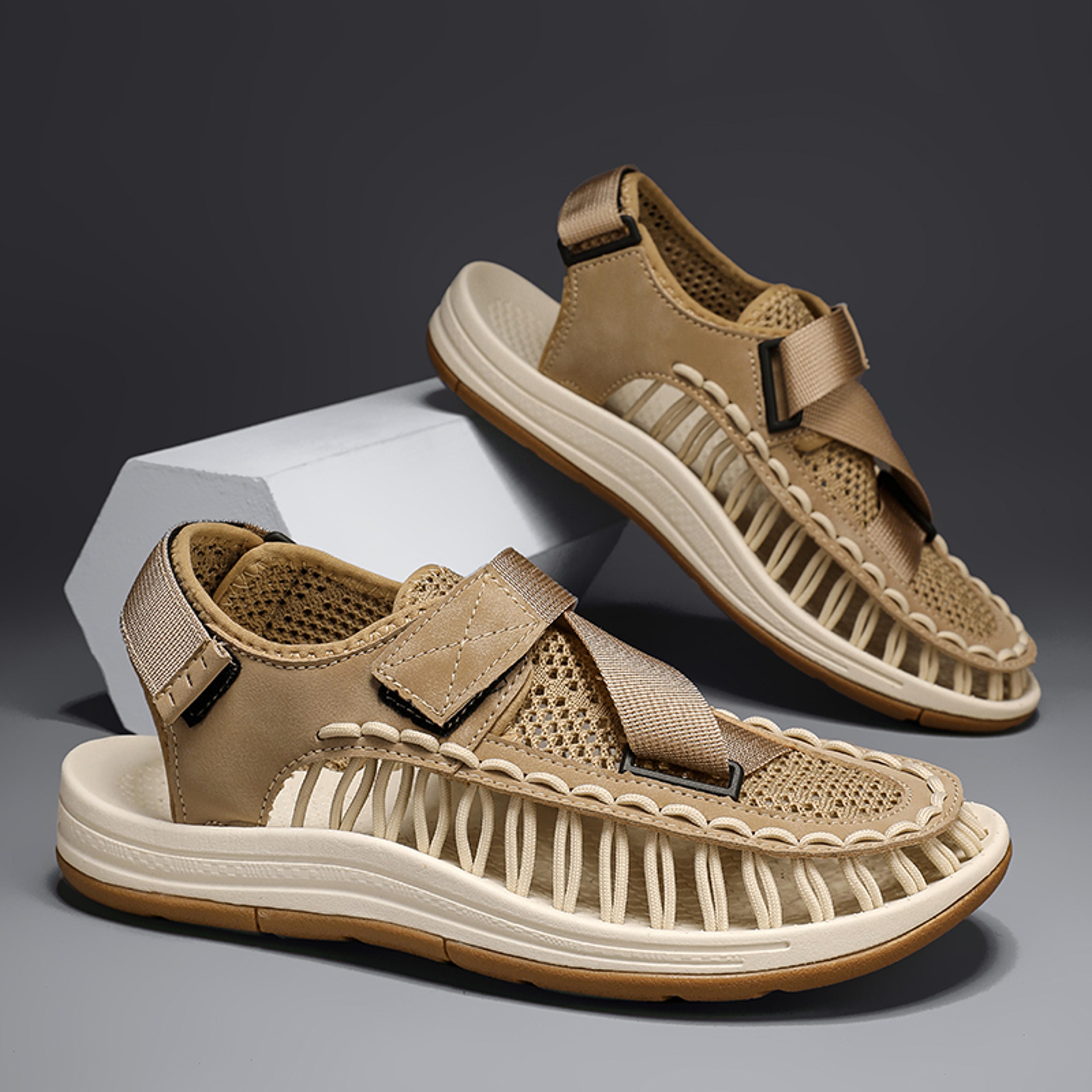waterproof breathable summer knitted men sandals, casual outdoor beach shoes for men, stylish & comfortable summer