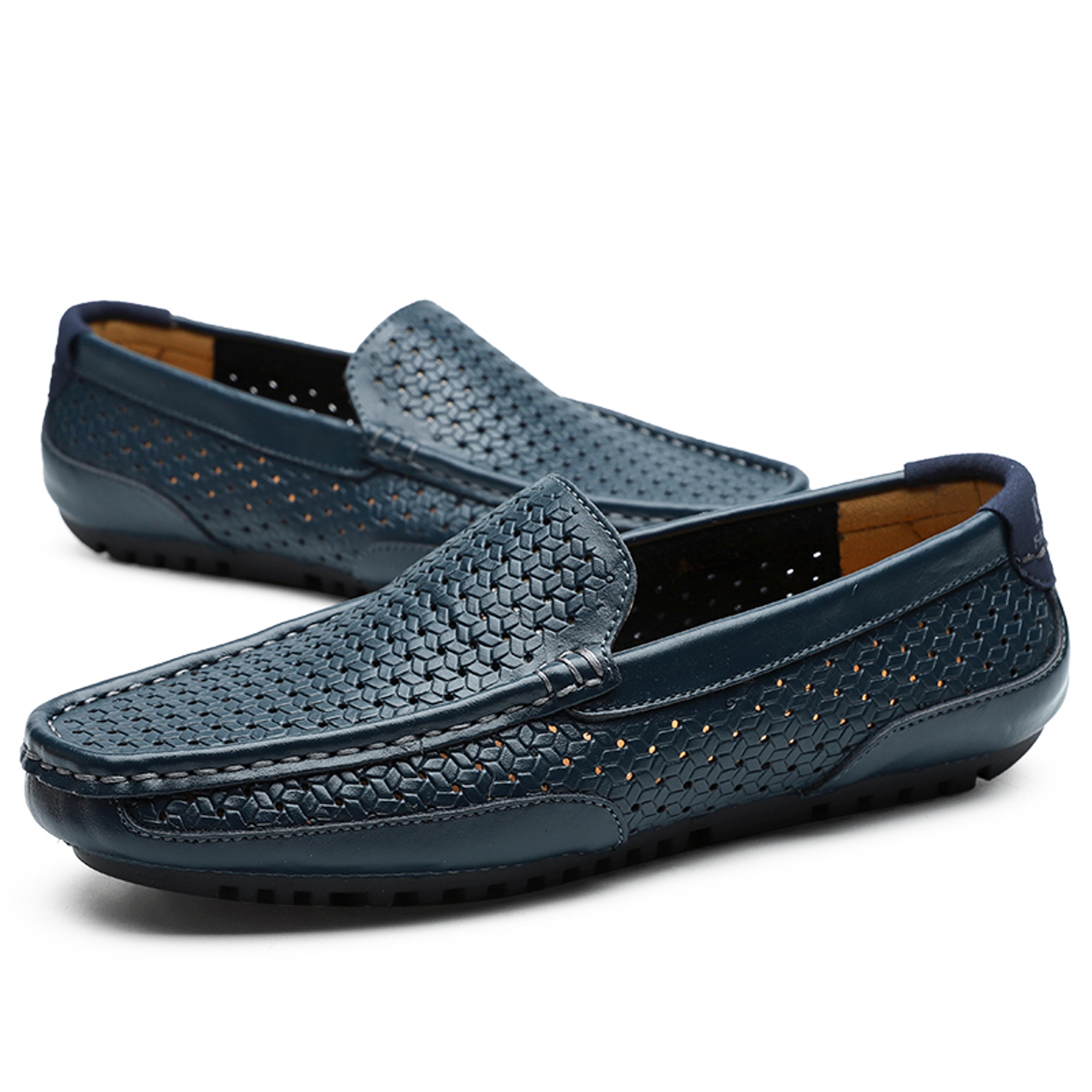 Luxury Italian Designer Mens Loafers Soft Genuine Leather Casual Moccasins Breathable SlipOn Boat S 4