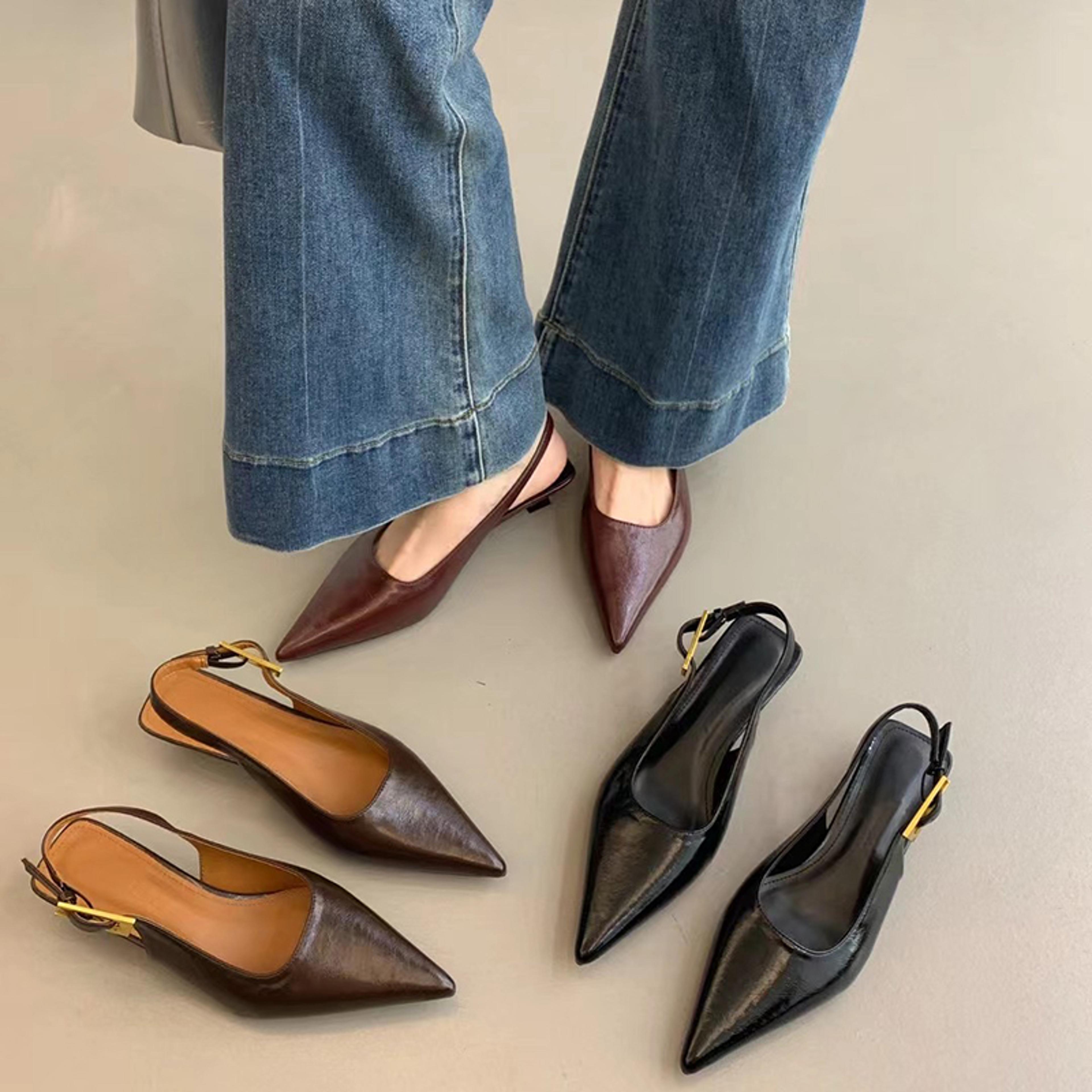 chic summer pointed toe women sandals, fashion slingback mules for elegant ladies with low heels