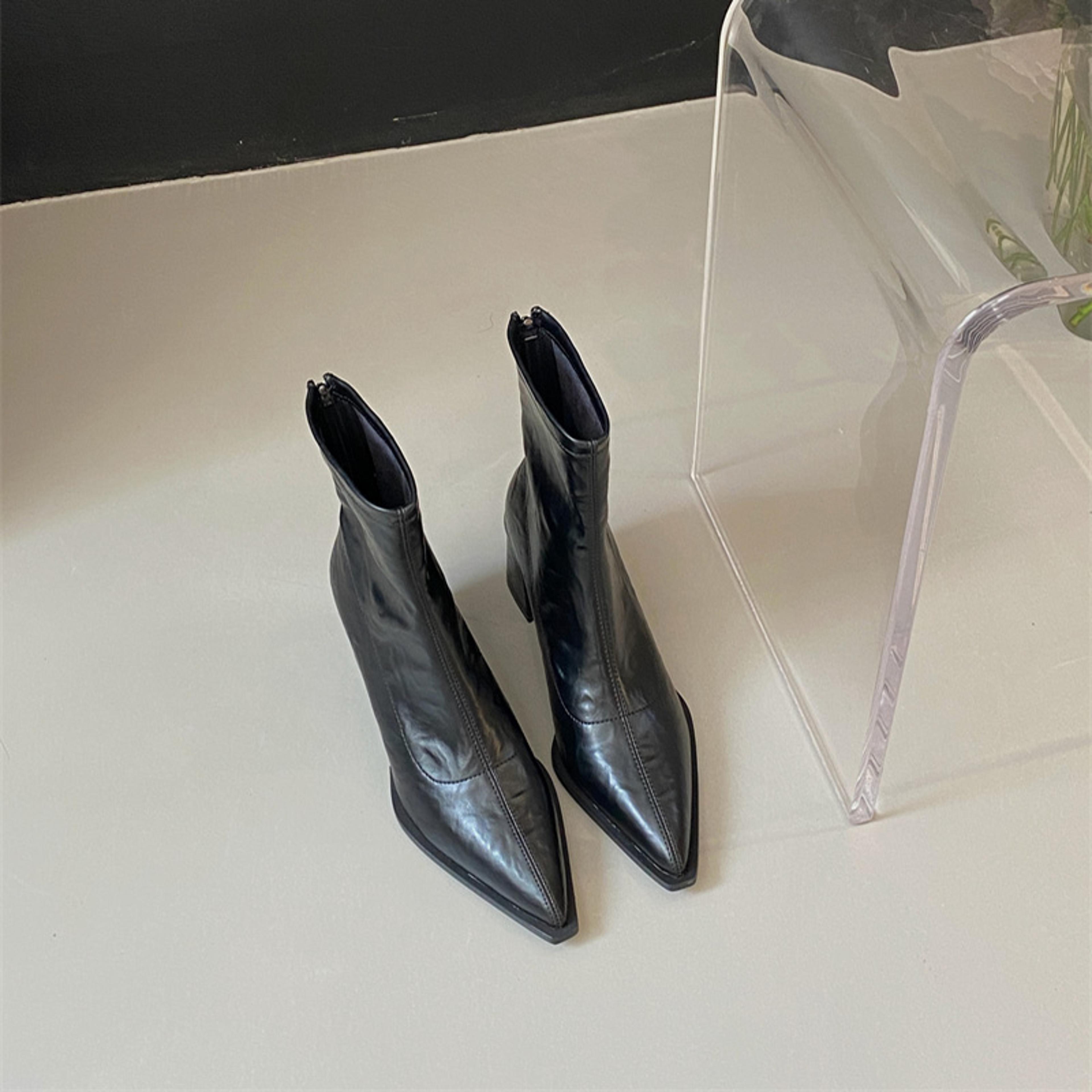Elegant High Heel Pointed Toe Women Ankle Boots Slim Short Booties For Autumn  Winter Ladies 7