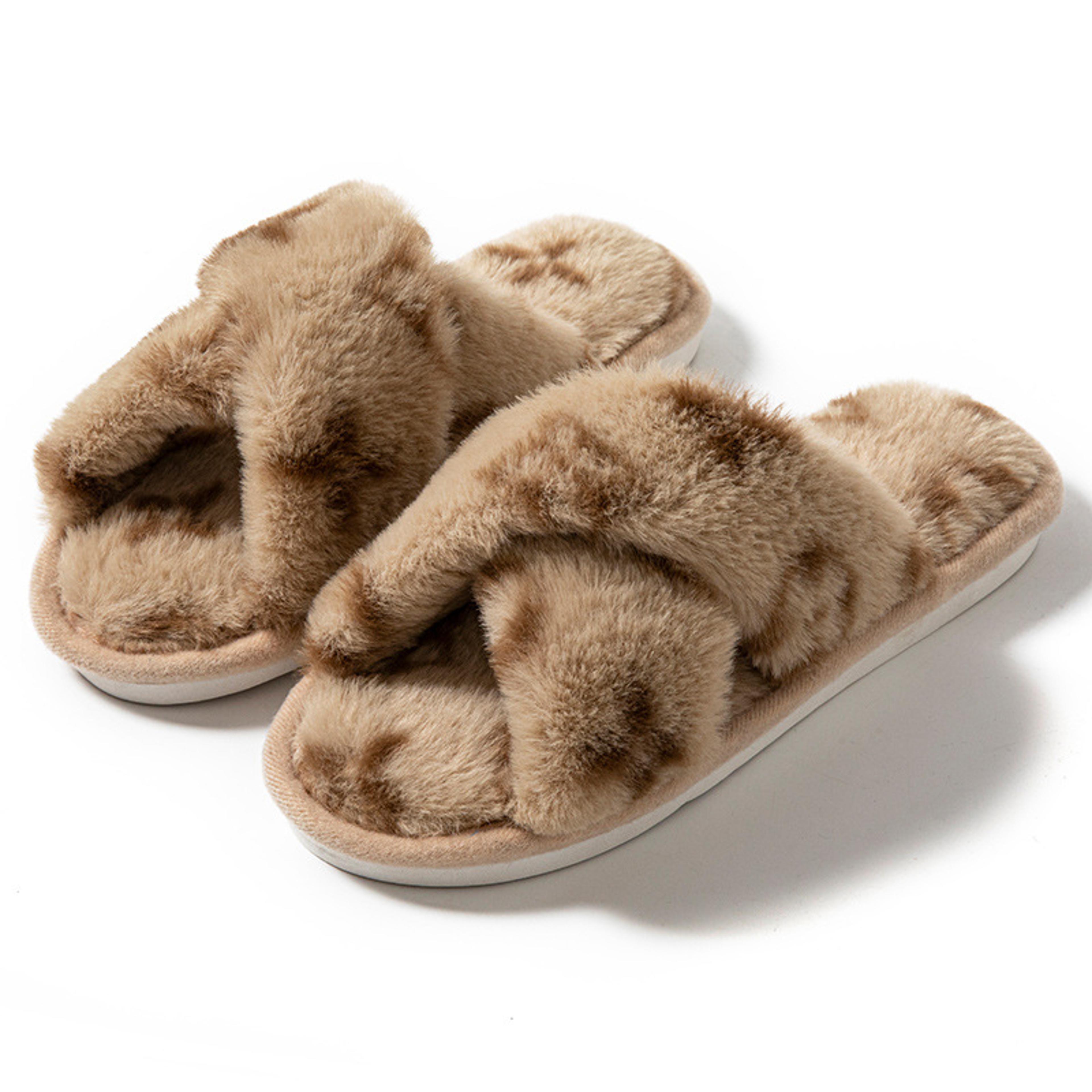 Luxury Fluffy Womens Slippers Designer Fuzzy Fur Slides Plush Flats For Autumn Winter Home Comfort 9
