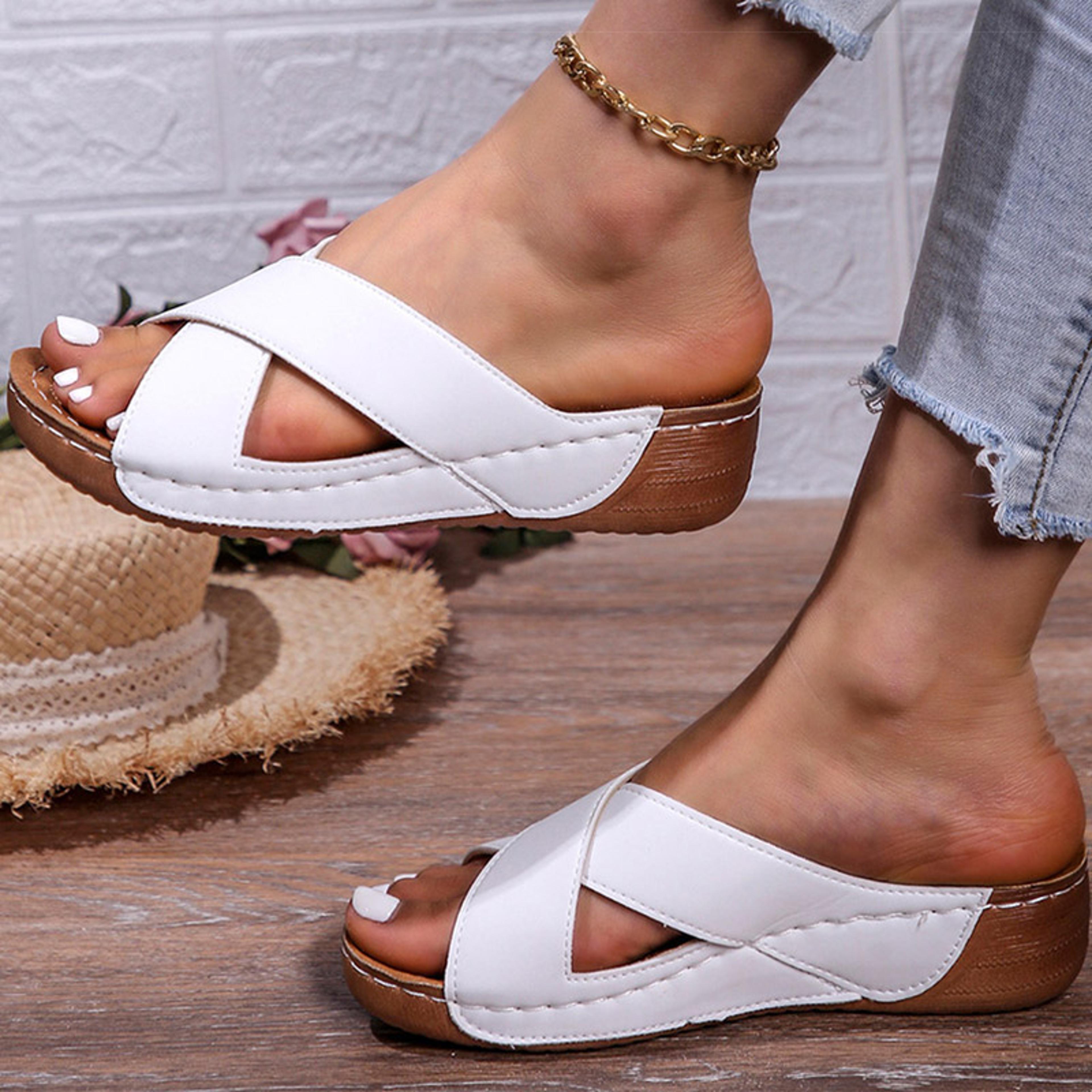Fashion Womens Sandals Lightweight Summer Wedges Heels Slippers Comfortable Heeled Footwear Sandal  4