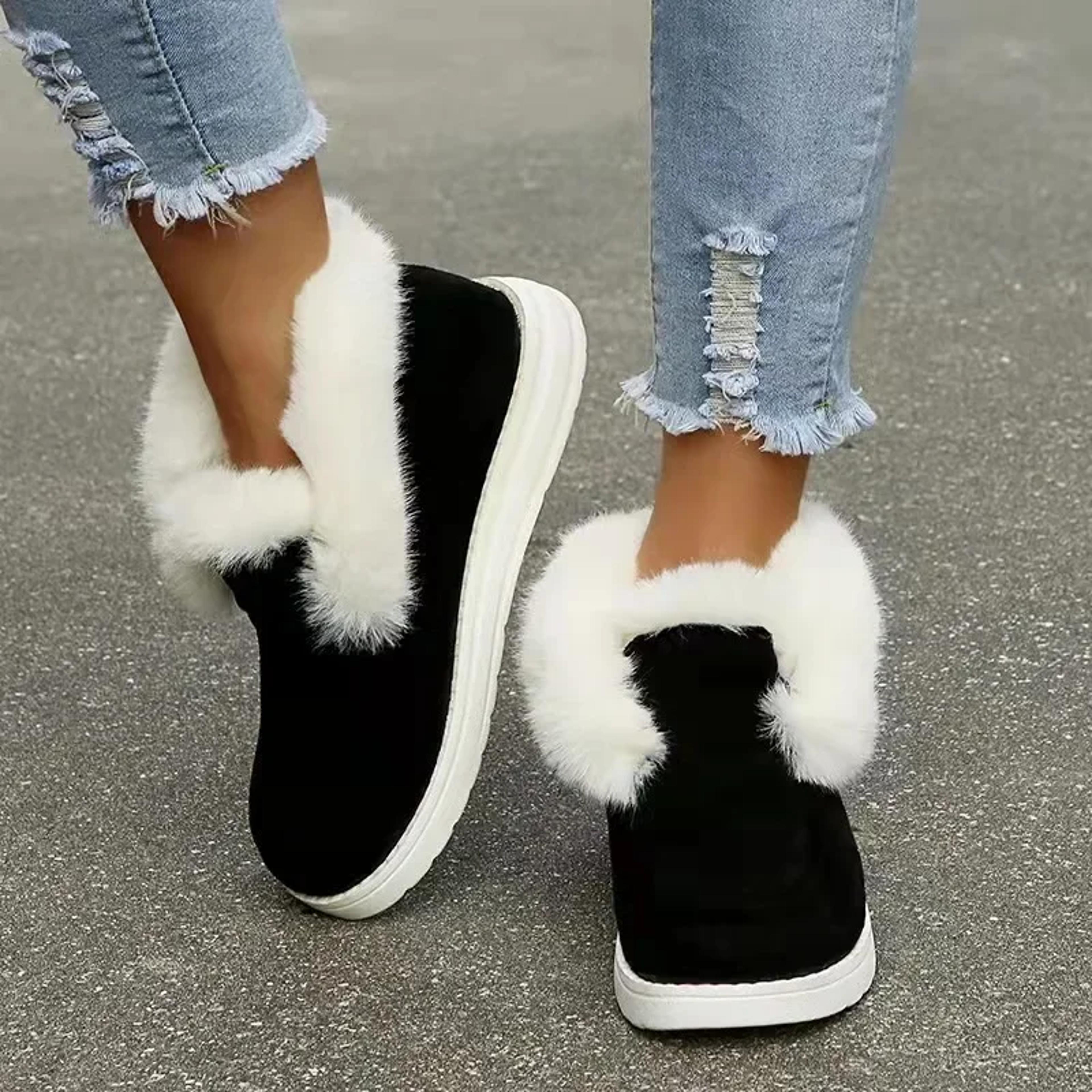 Womens Winter Warm Plush Fur Snow Boots New Ladies SlipOn Comfortable Ankle Boots Casual Female Foo 1