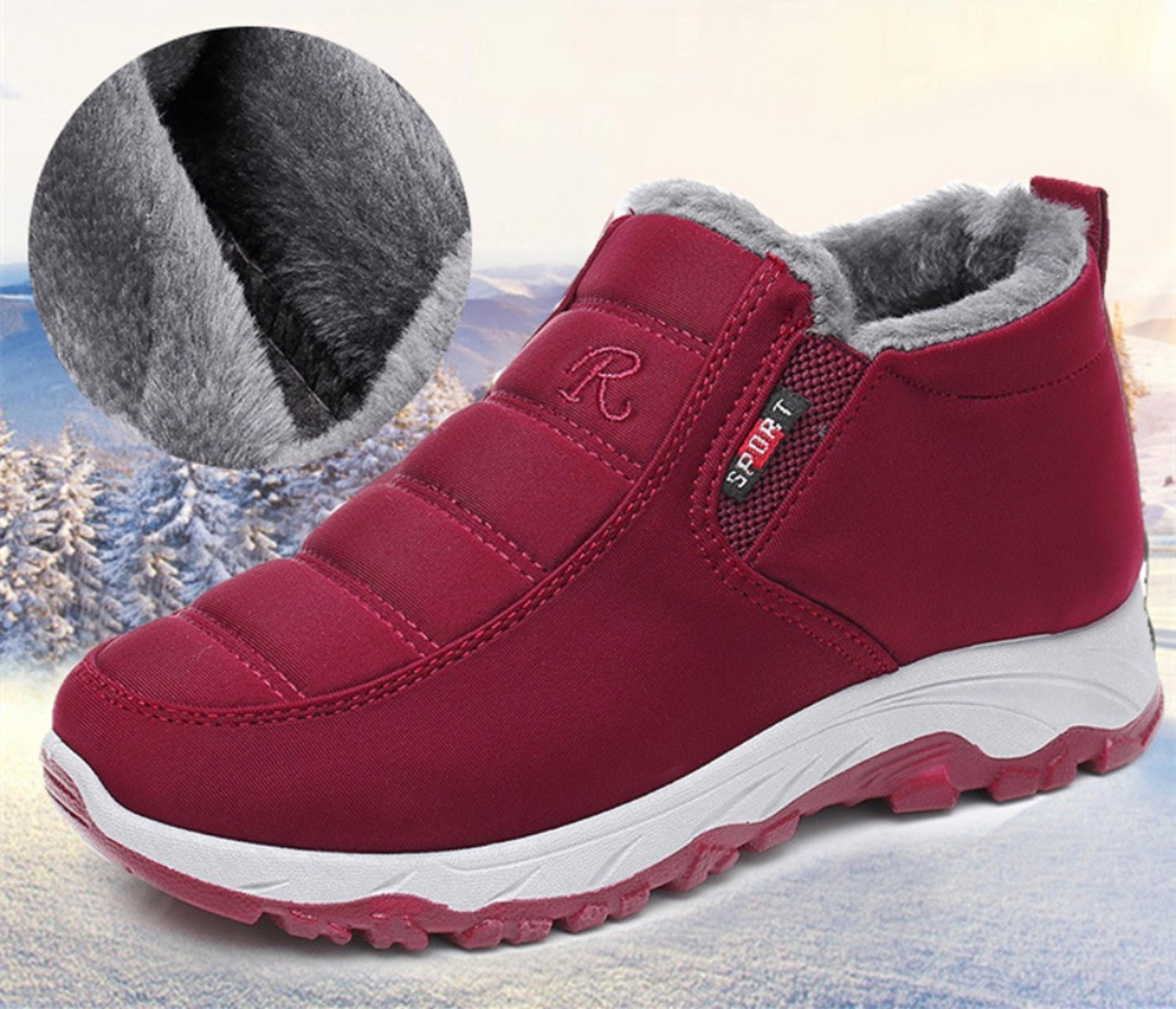 Waterproof Womens Boots Slip On Winter Snow Shoes With Plush Lining Casual Ankle Botas For Women 2