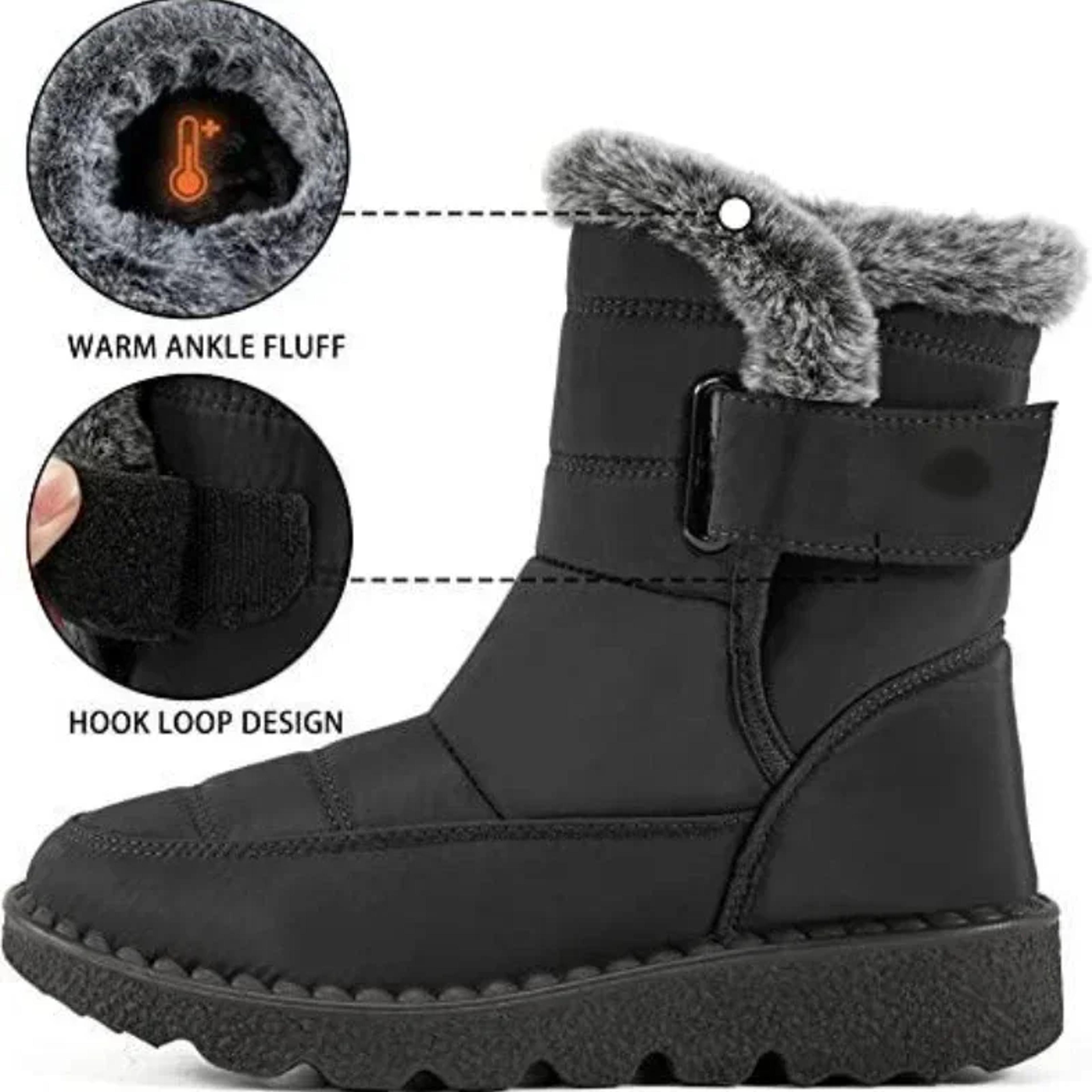 Waterproof Winter Boots For Women Long Plush Faux Fur Snow Boots  Warm Cotton Platform Shoes For St 2