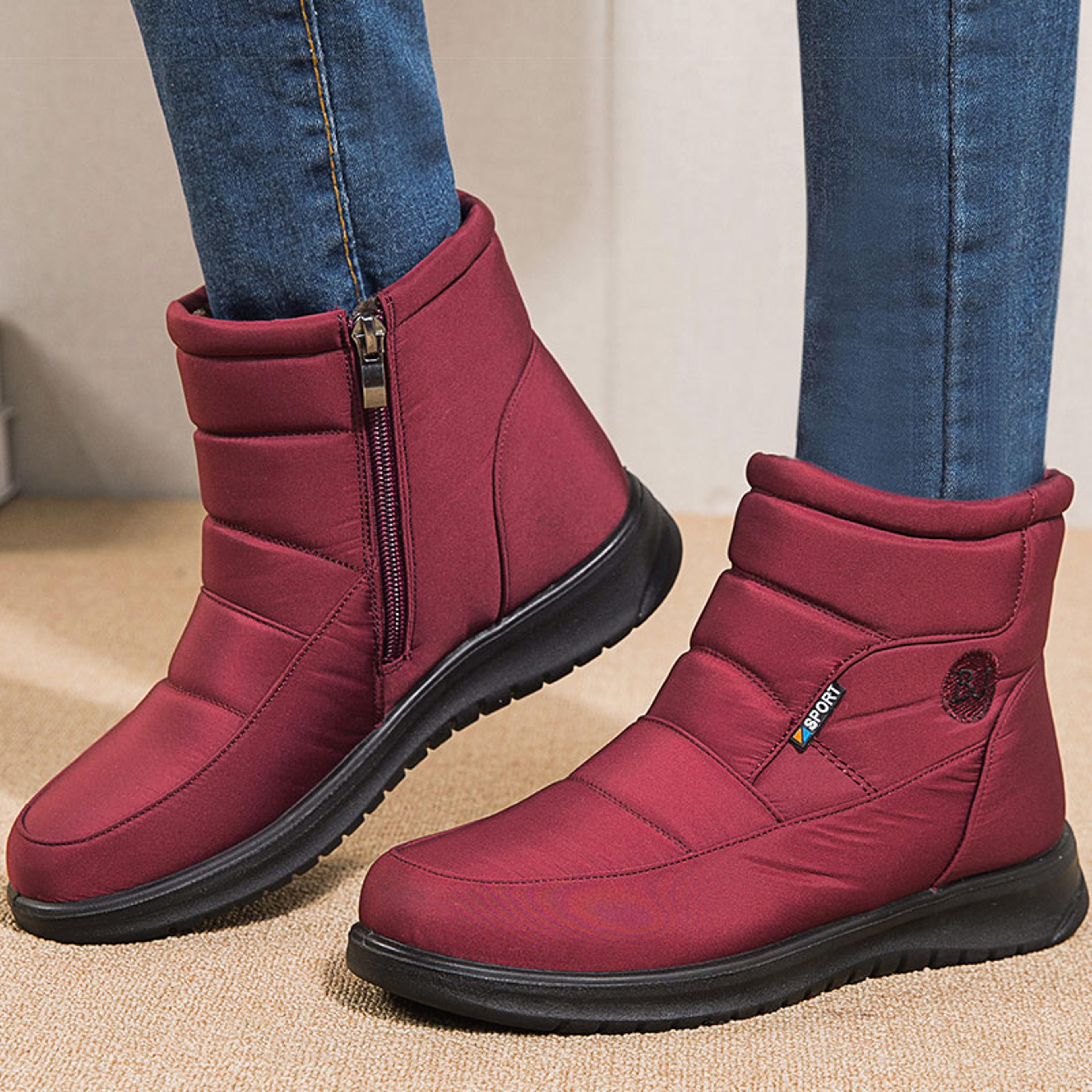 Womens Winter Boots Waterproof FurLined Ankle Boots  Flat Snow Shoes For Women Stylish Warm 1