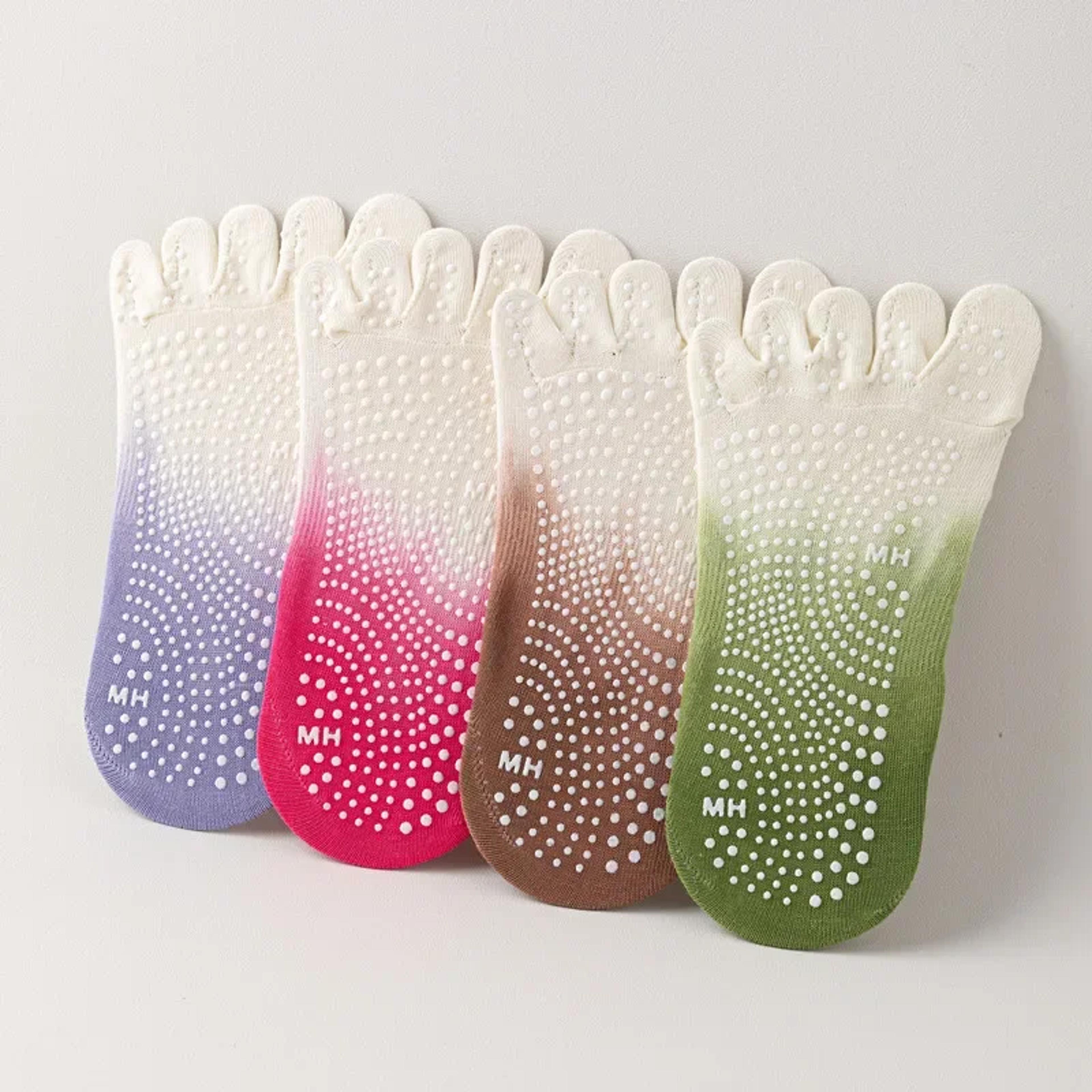 professional five-finger yoga socks, breathable bandage ballet pilates socks for women, non-slip backless dance sports