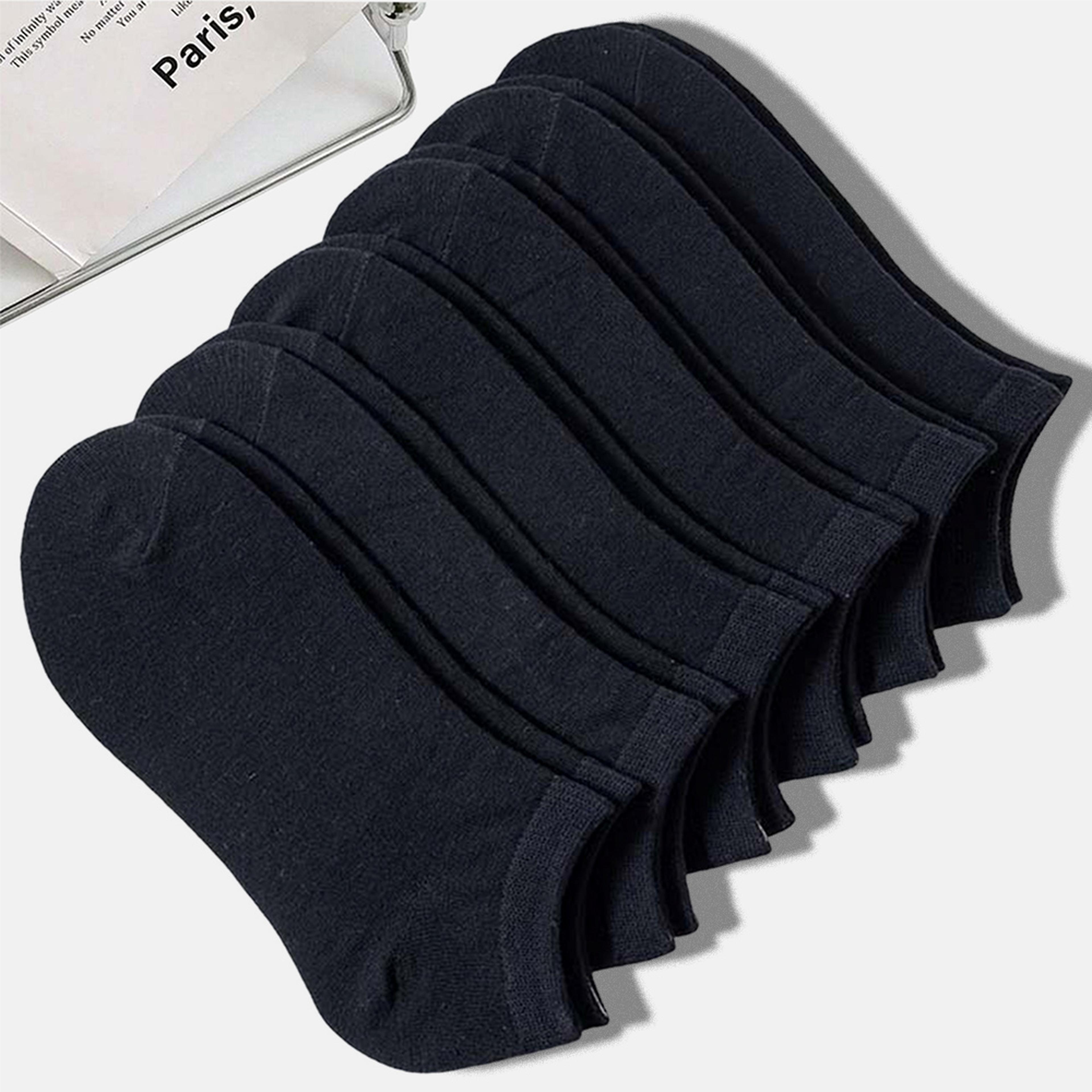 HighQuality Men Solid Black Ankle Socks Breathable Antibacterial Anti Odor Fashionable Versatile Ca 5