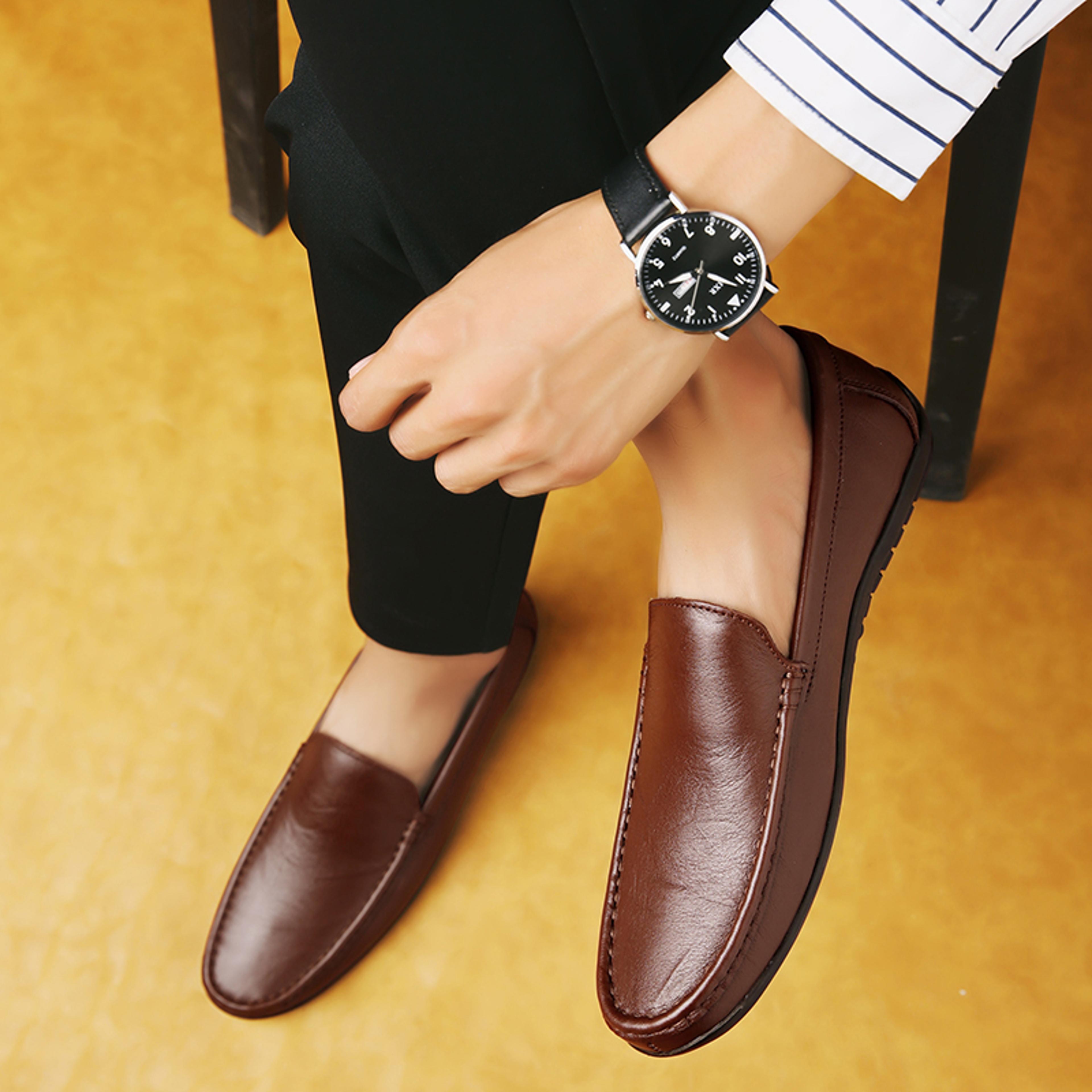 Mens Soft Genuine Leather Shoes Business Dress Shoes Comfortable Fashion Oxford Shoes 2