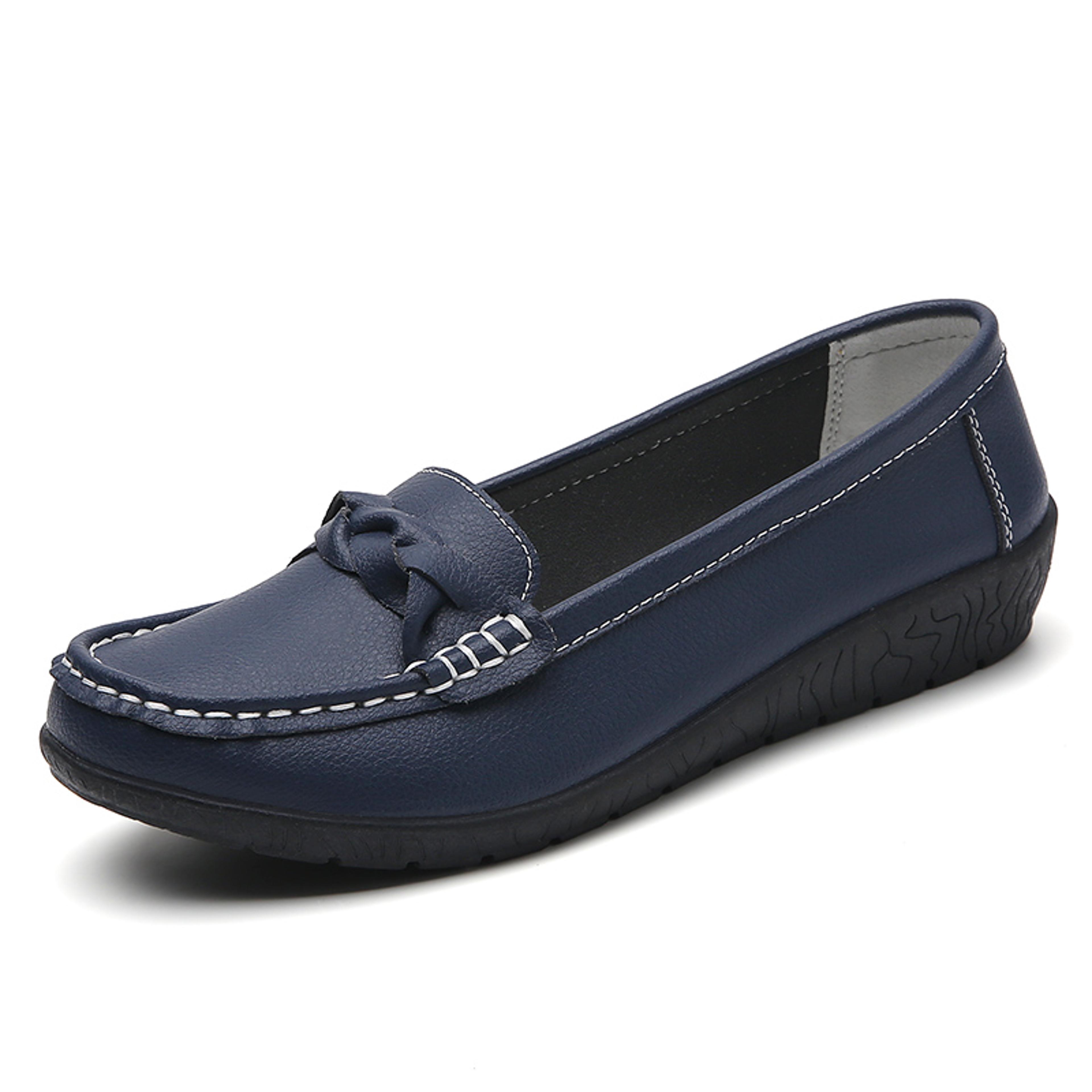 Fashion Wedge Leather Flats Women Slip On Comfortable Shoes Nurse Moccasins Outdoor Plus Size Casua 9
