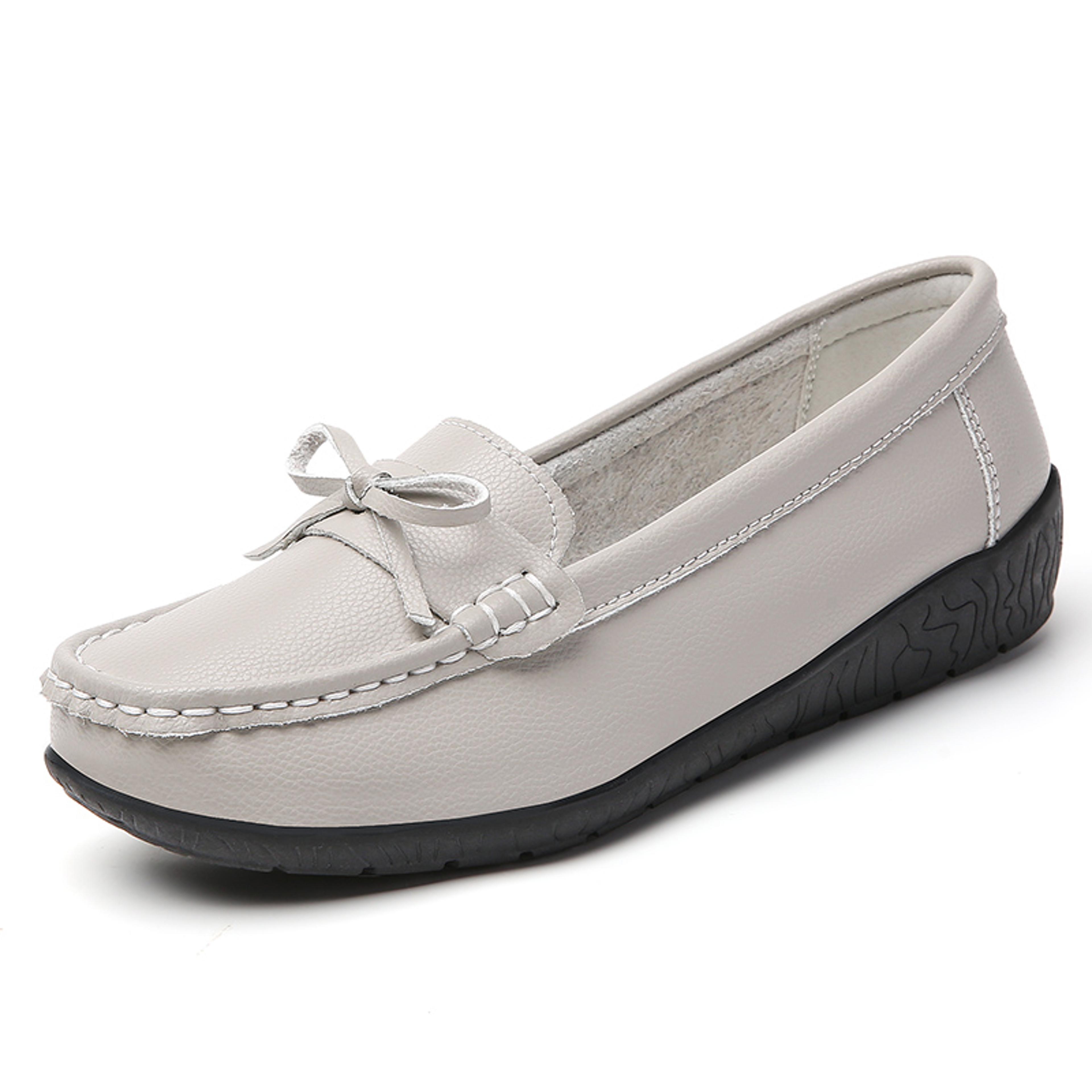 Genuine Leather Wedge Flats Fashion Slip On Nurse Shoes Comfortable Womens Moccasins 5