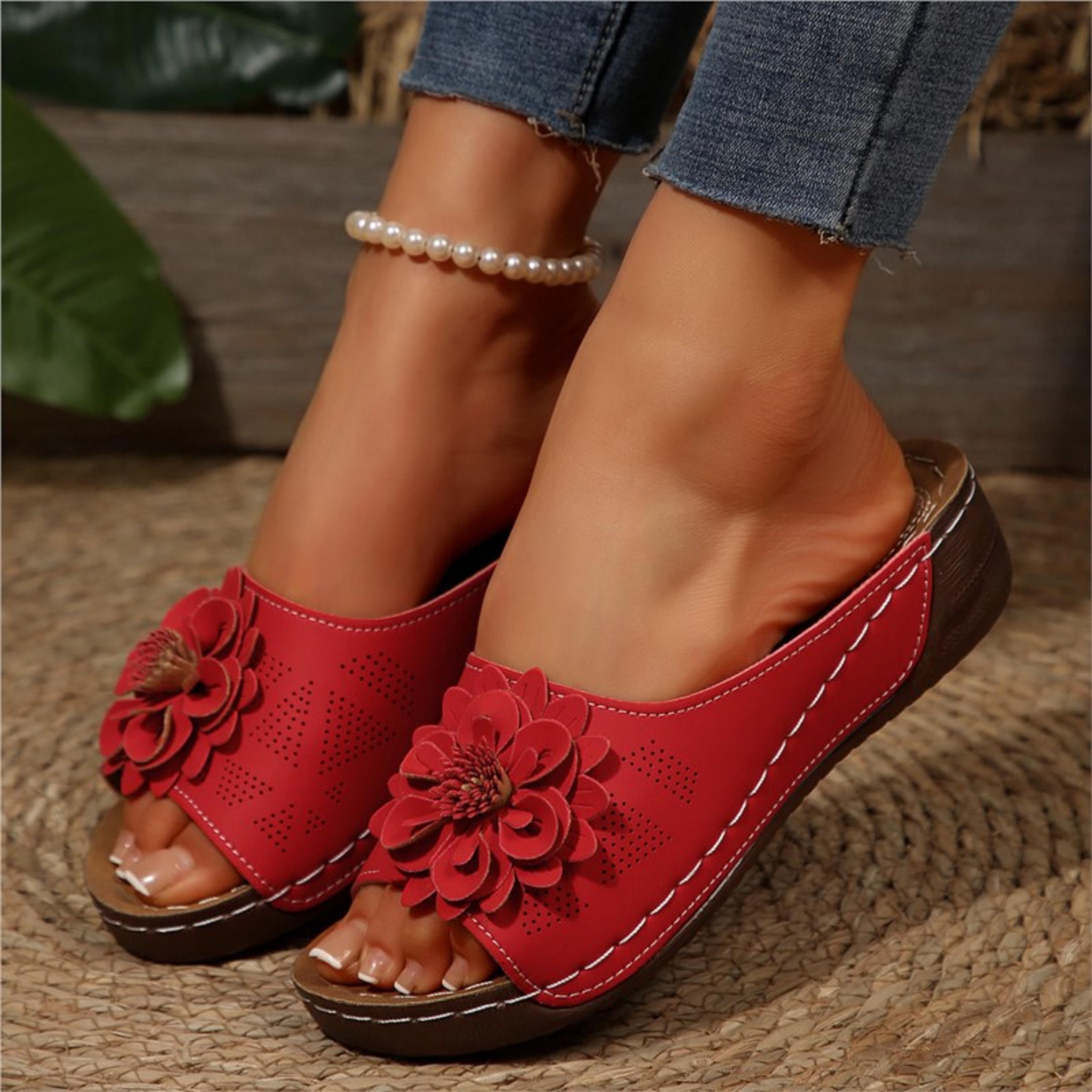 Fashion Wedge Flower Sandals Women Slip On Elegant Outdoor Ladies Shoes Stylish Female Footwear 9