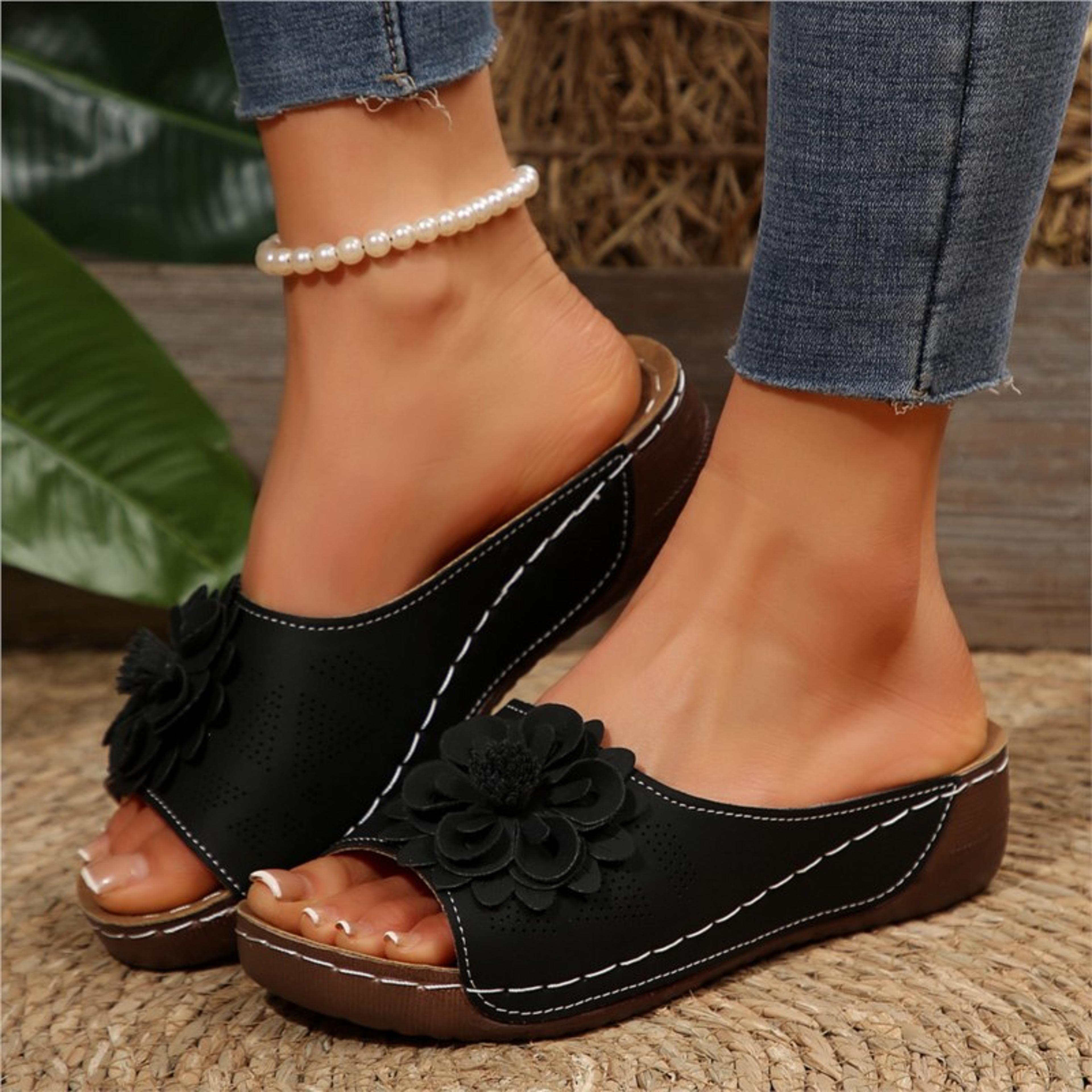 Summer Sandals For Women Stylish Slides Plus Size Wedge Shoes Outdoor Female Footwear 6