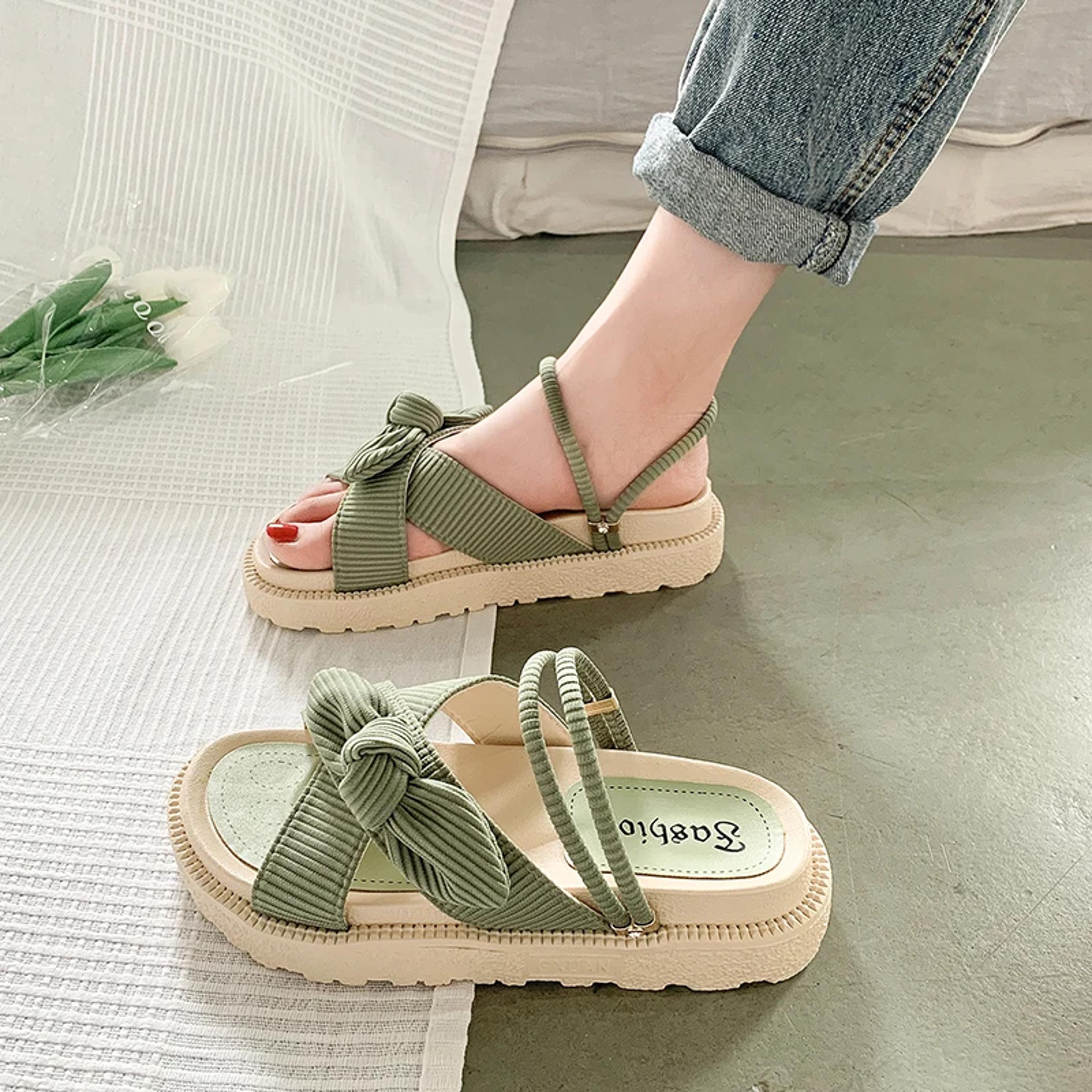 Summer Fairy Style Sandal For Women Fashion Student Platform Flats Roman Lady Cute Slippers 3