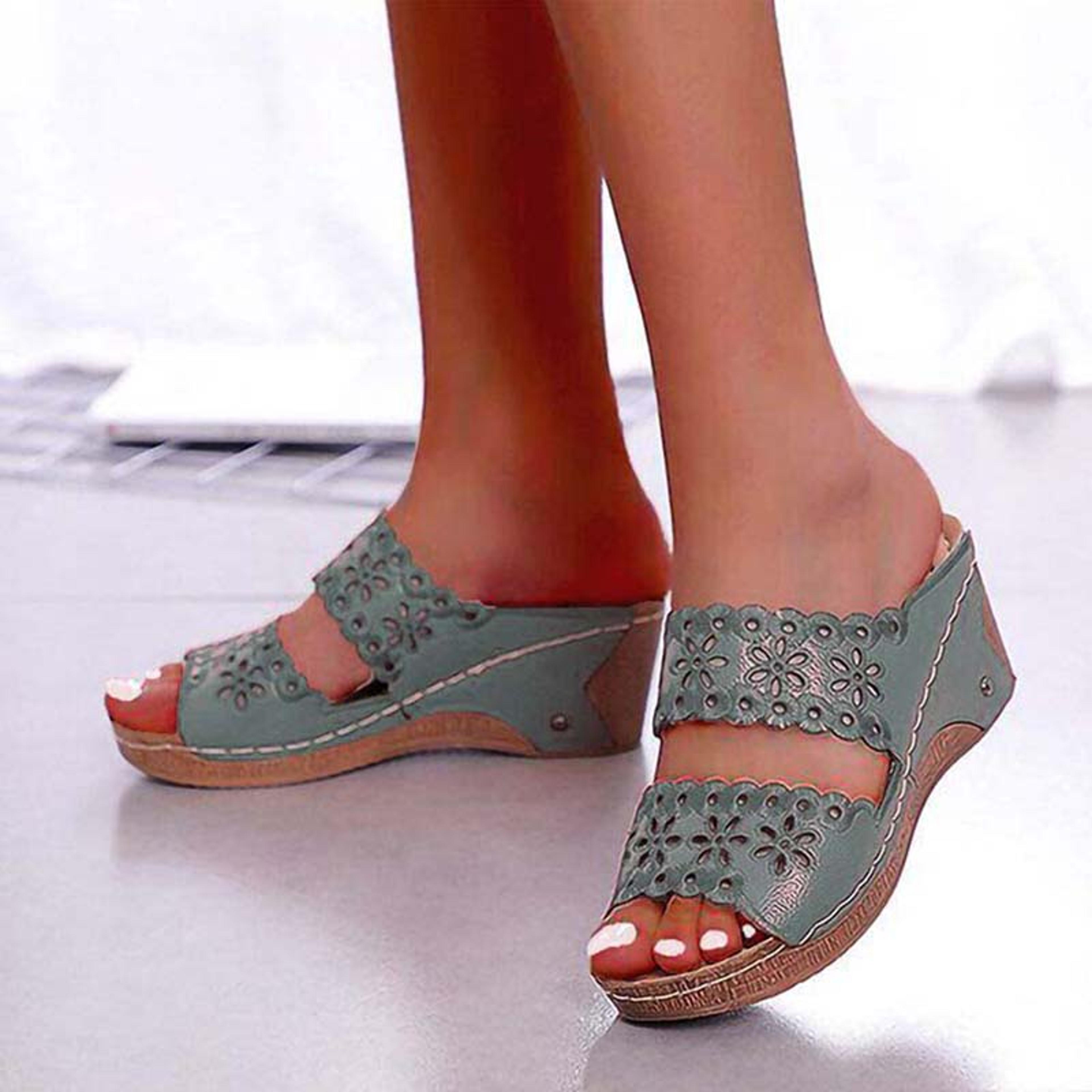 Platform Shoes Woman Summer Sandals Shoes Women Slip On Walking Shoes Wedge Womens Sandals Retro Wo 9