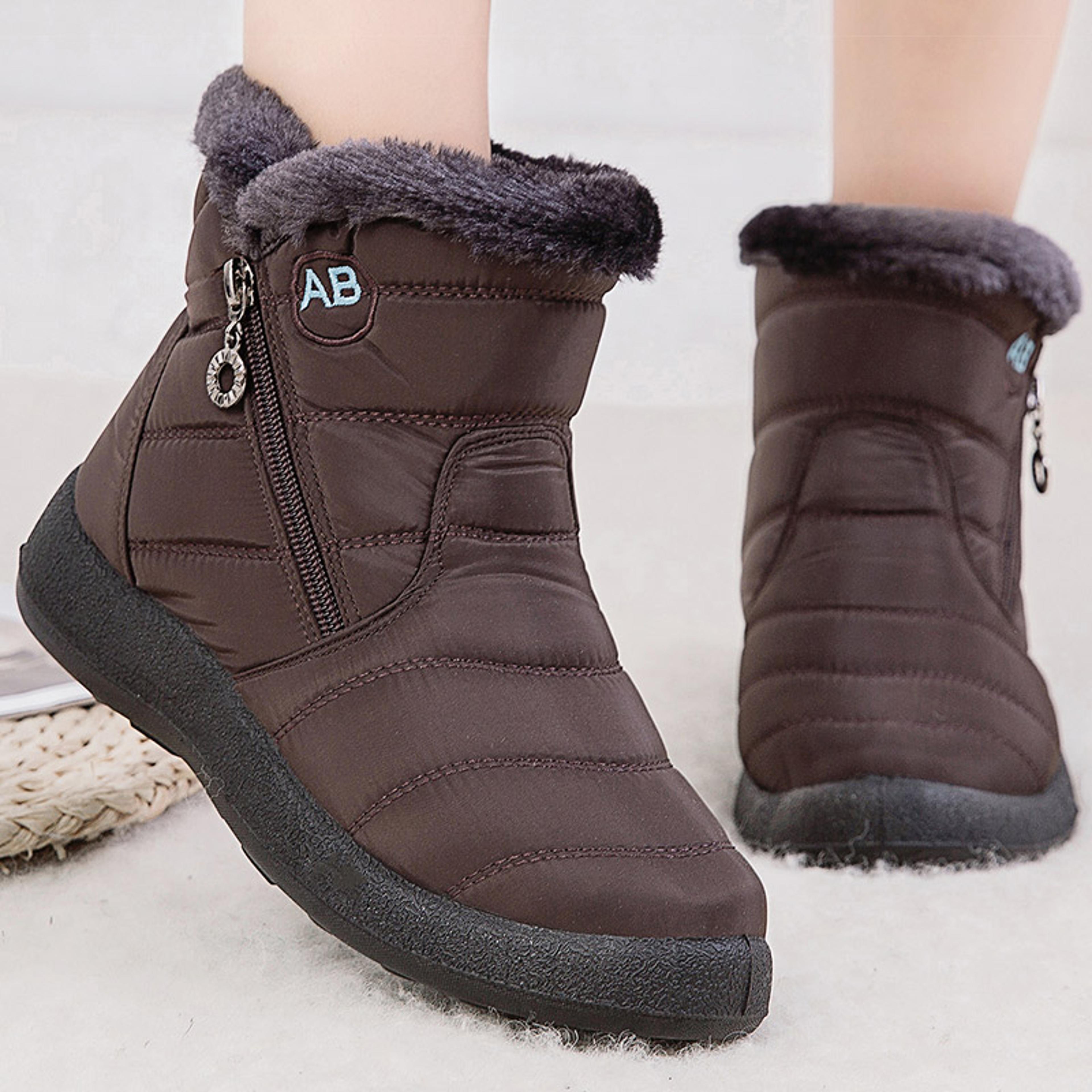 Waterproof Womens Boots Womens Winter Boots Ankle Boots With Fur Snow Boots Women Low Heels Winter  2