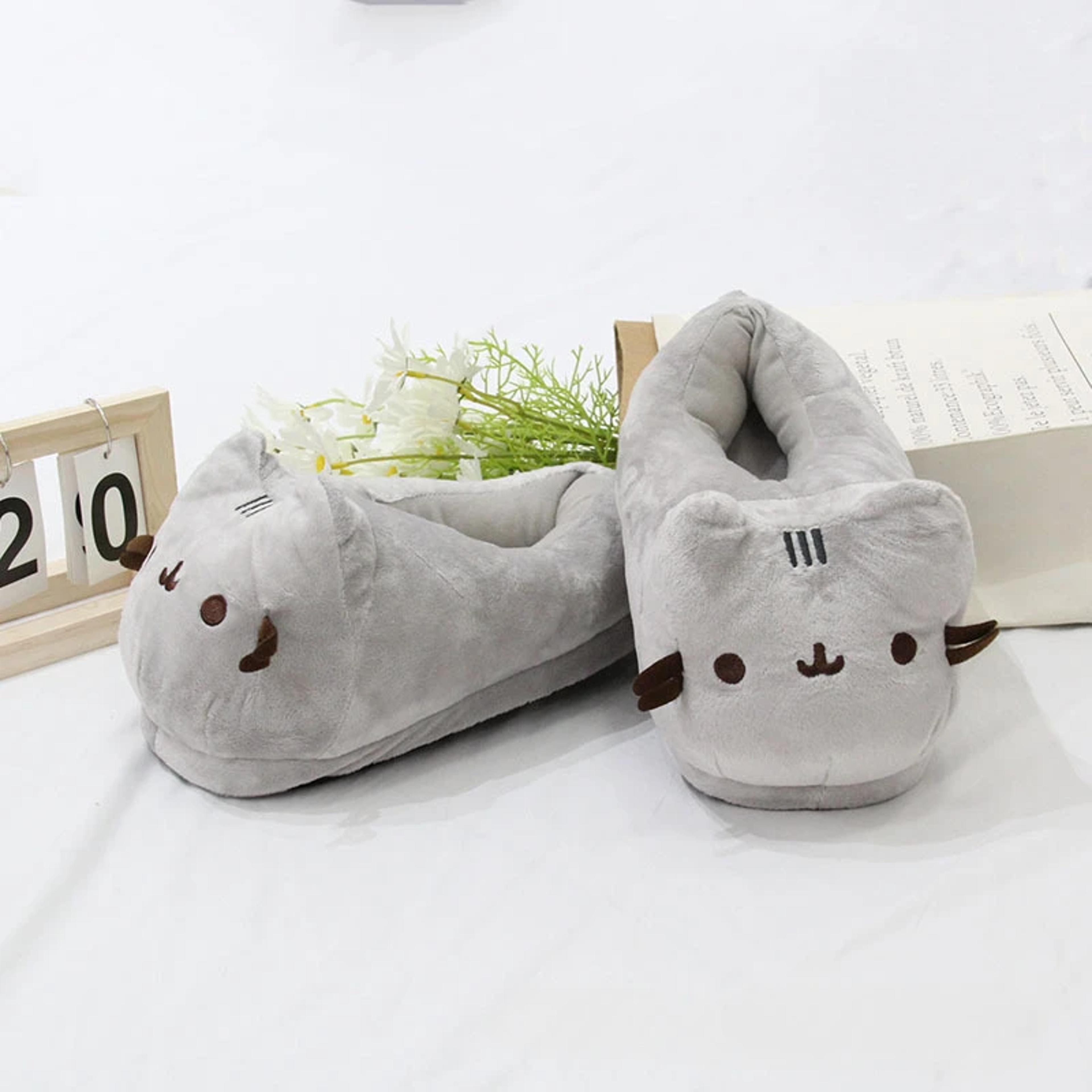 Warm Winter Slides Cartoon Full Covered Cat Slippers Soft Plush Doll Indoor Cute Anime Bedroom Shoe 1