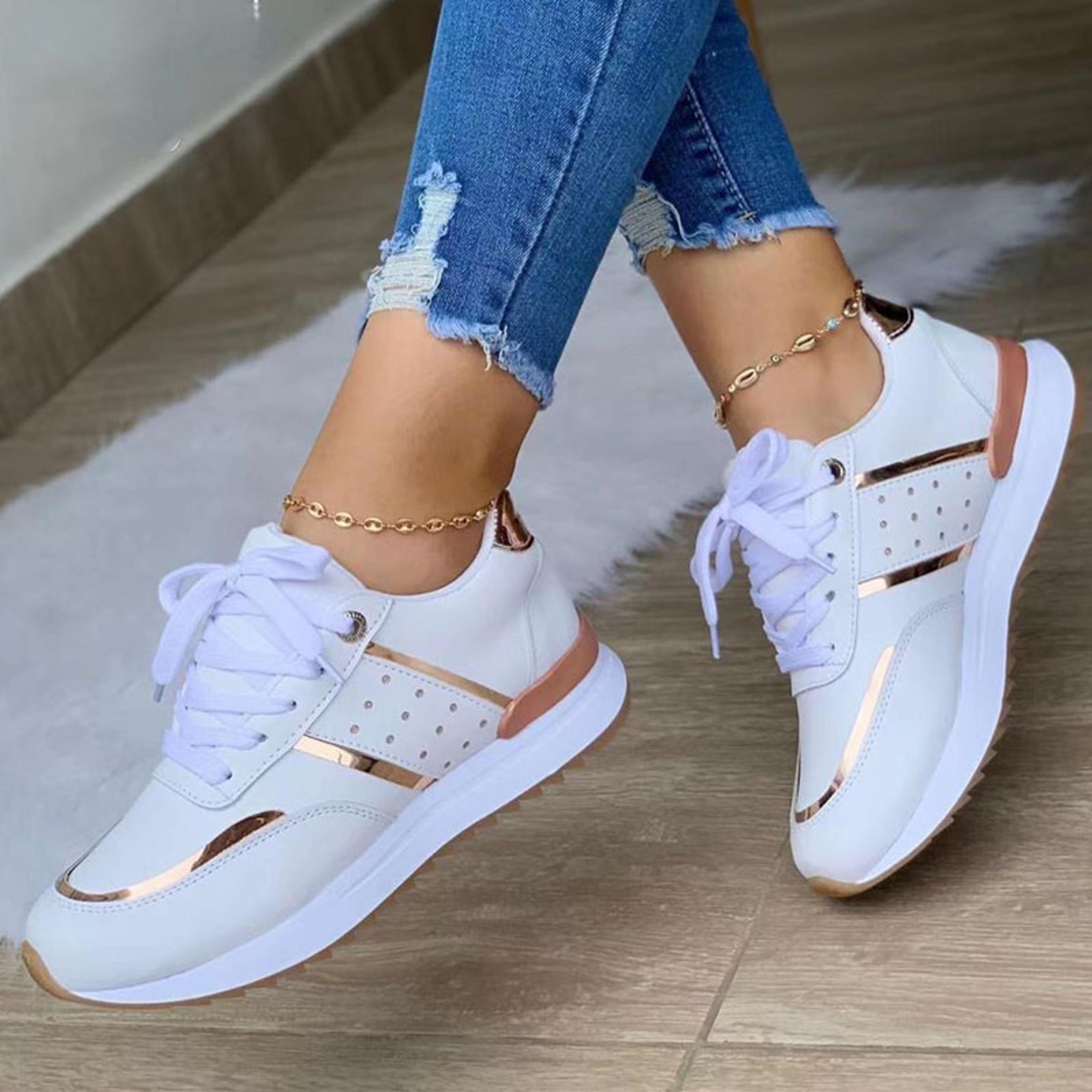 Ladies New Sneakers Platform Shoes Leather Casual Sport Shoes Outdoor Running Vulcanized Leather Pa 7