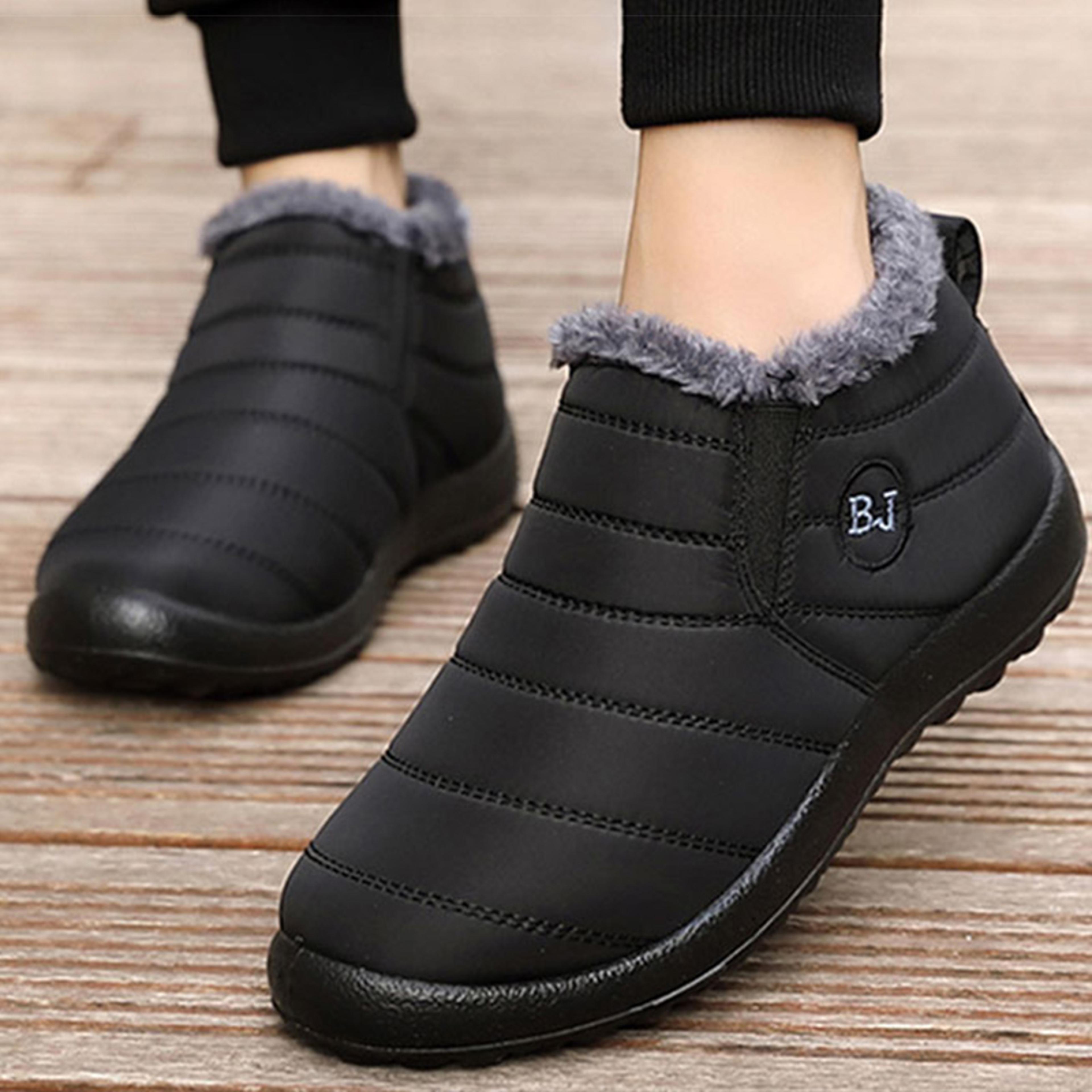 Slip On Ankle Boots For Women Winter Snow Boots Keep Warm Black Short Boot Fur Lined Women Boots Fo 2