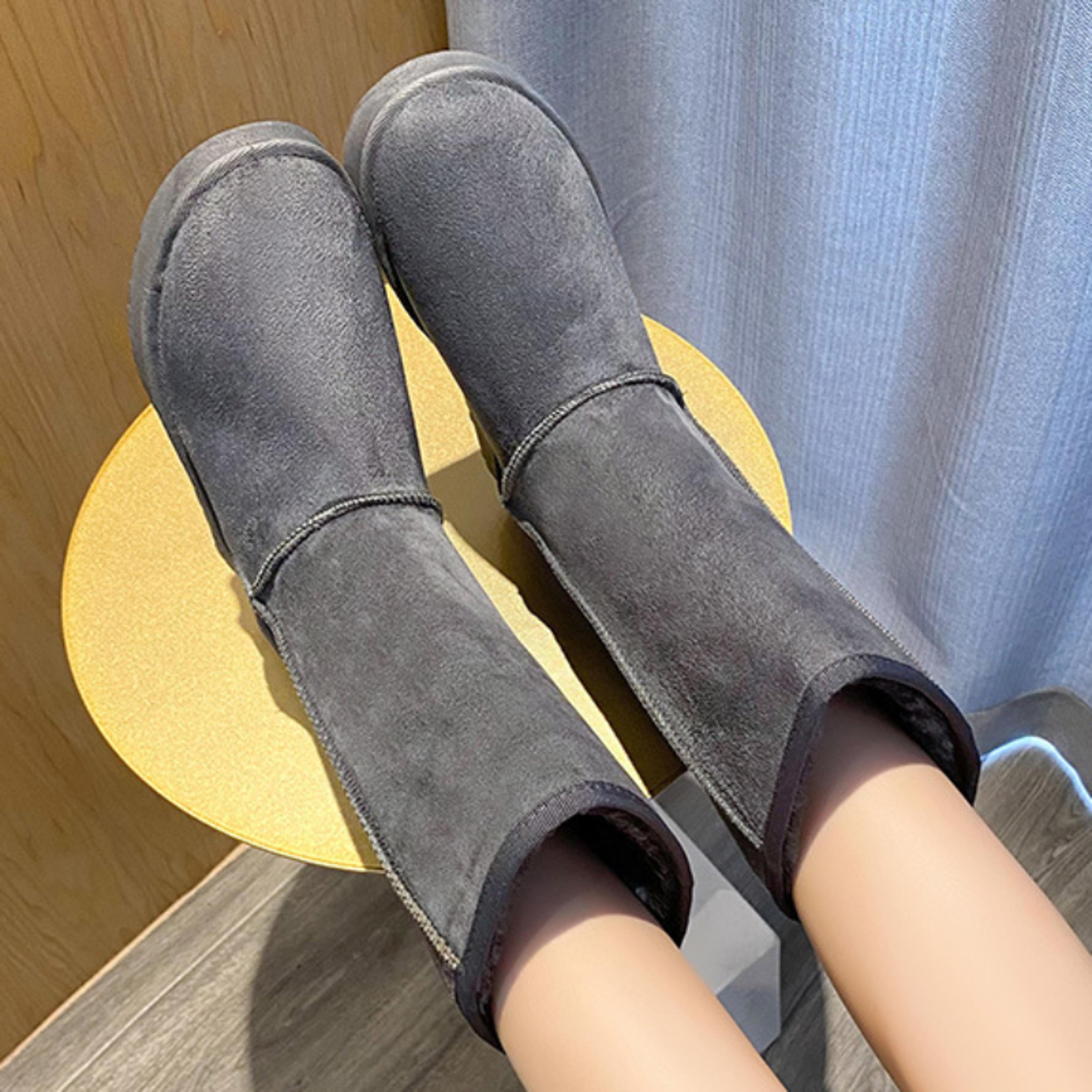 Velvet Winter Snow Boots New Casual Comfortable Roundtoe Midcalf Warm Thicksoled Solid Color Fashio 3