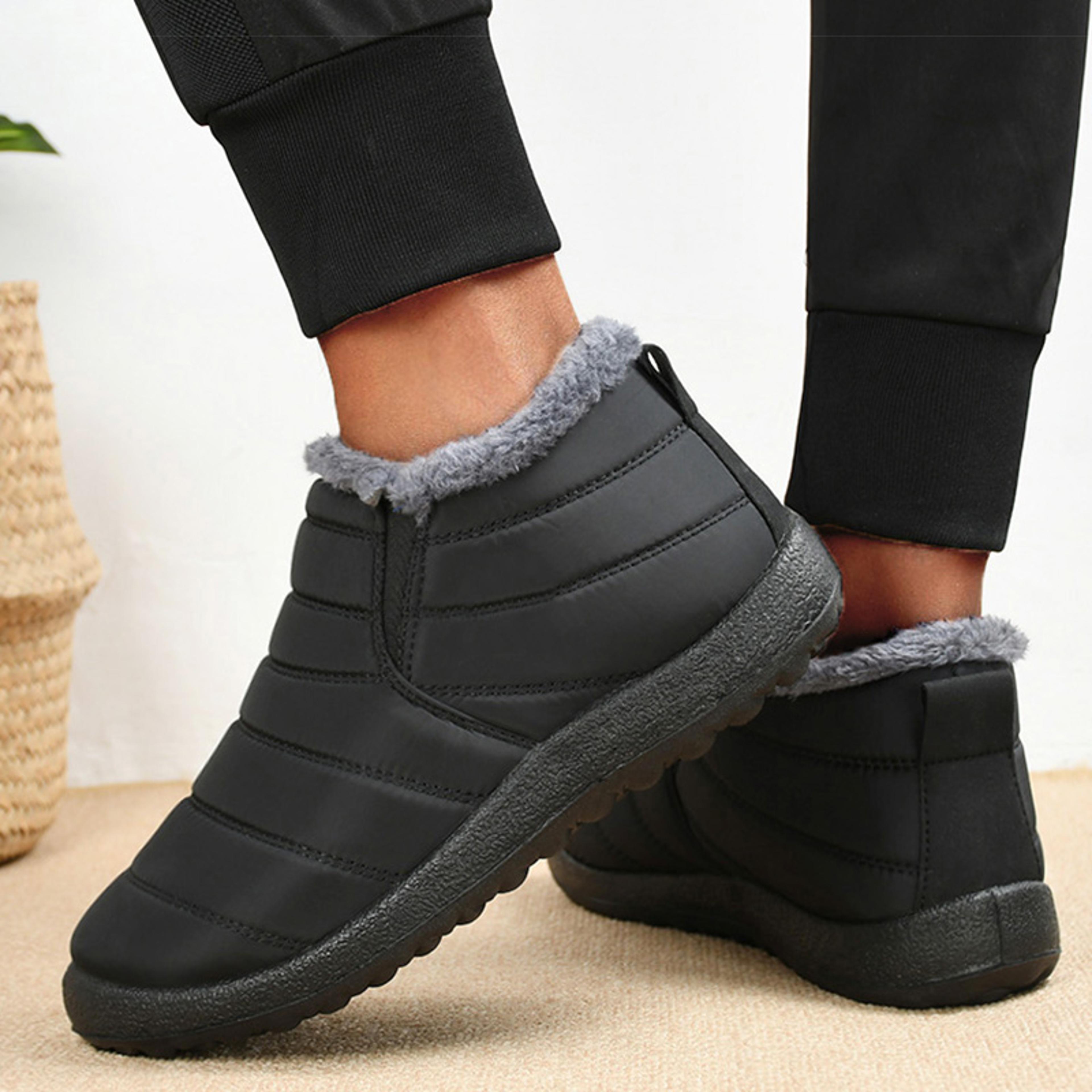 Winter Boots For Men Slip On Fur Waterproof Casual Ankle Boots Snow Booties Warm Mens Shoes 1