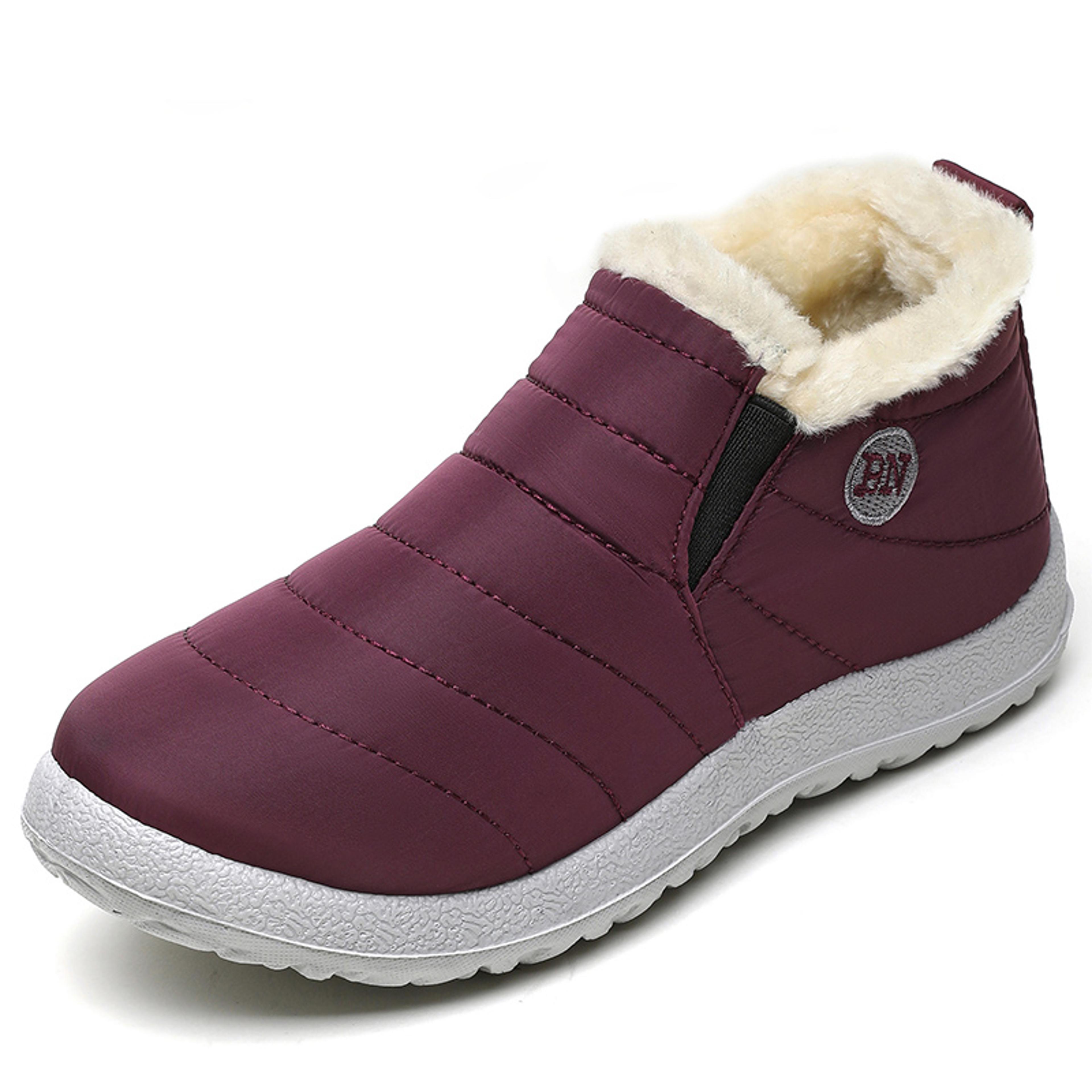 Winter Boots For Men Slip On Fur Waterproof Casual Ankle Boots Snow Booties Warm Mens Shoes 7