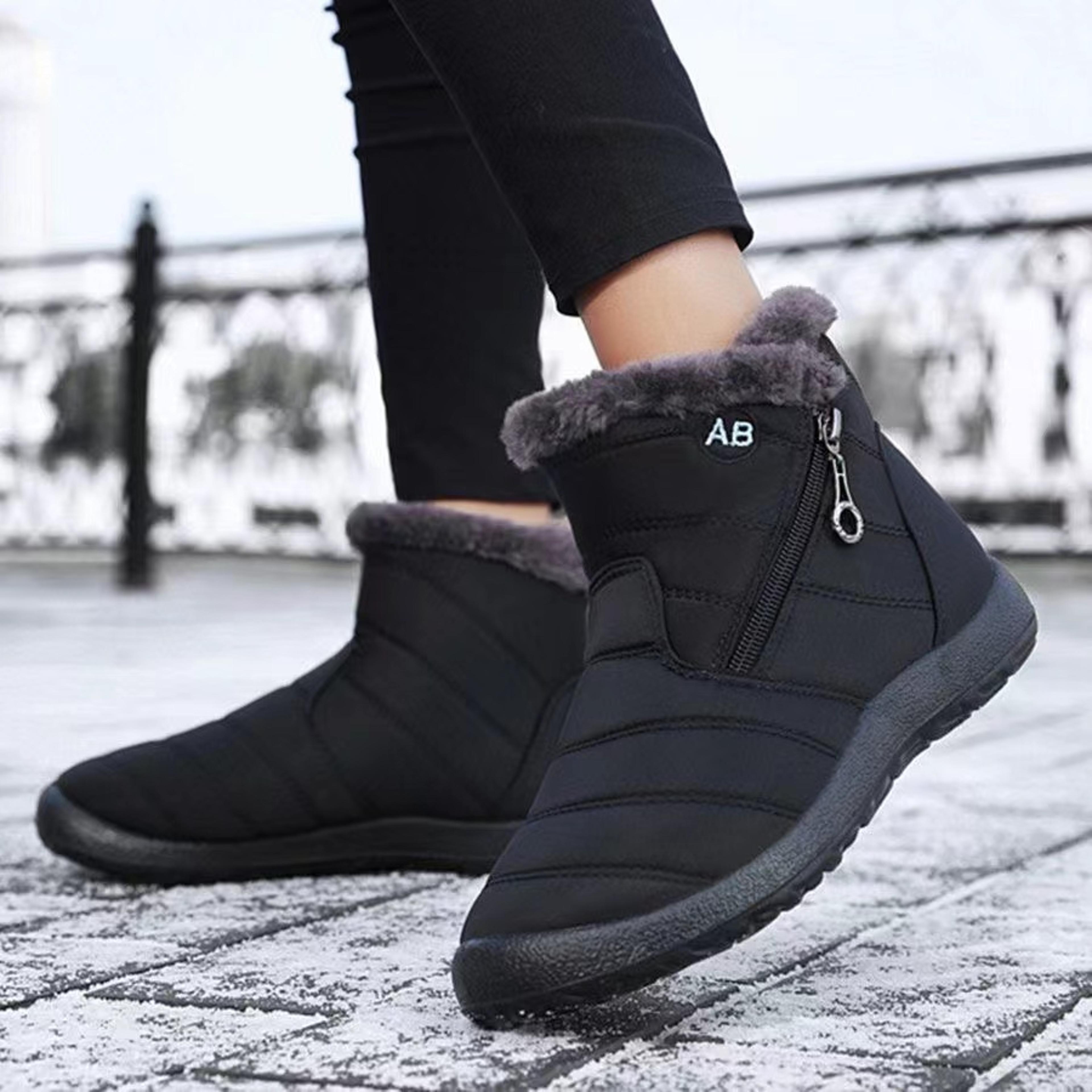 MidCalf Waterproof Cotton Boots For Women Casual Sports Shoes With Outer Zipper And Plush Interior 10